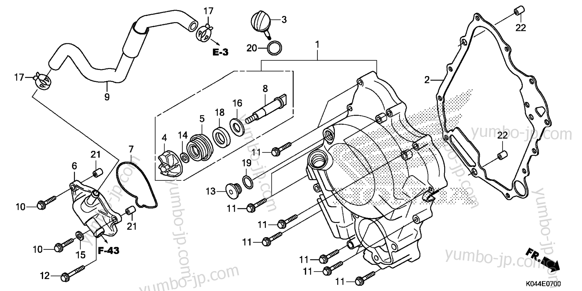 RIGHT CRANKCASE COVER / WATER PUMP for scooters HONDA NSS300 AC 2014 year