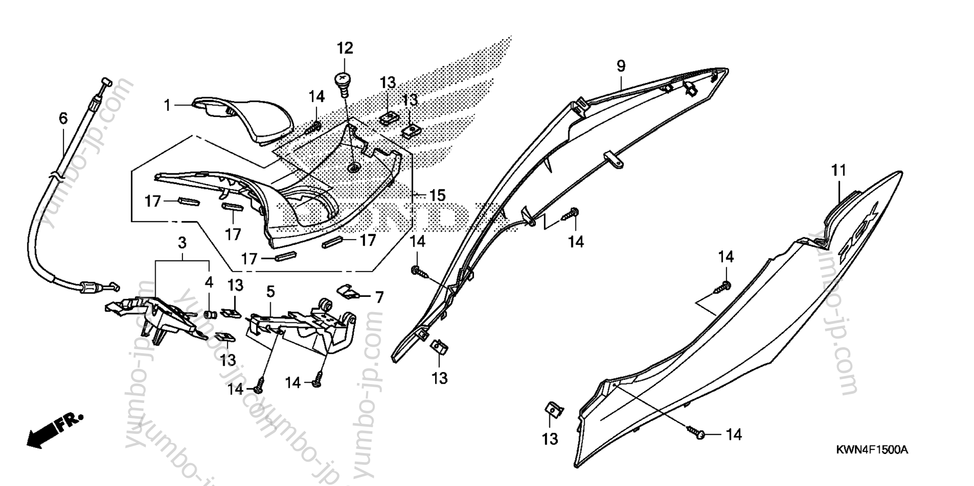 YUMBO spare parts catalog for скутера HONDA PCX125 A 2011 year BODY COVER