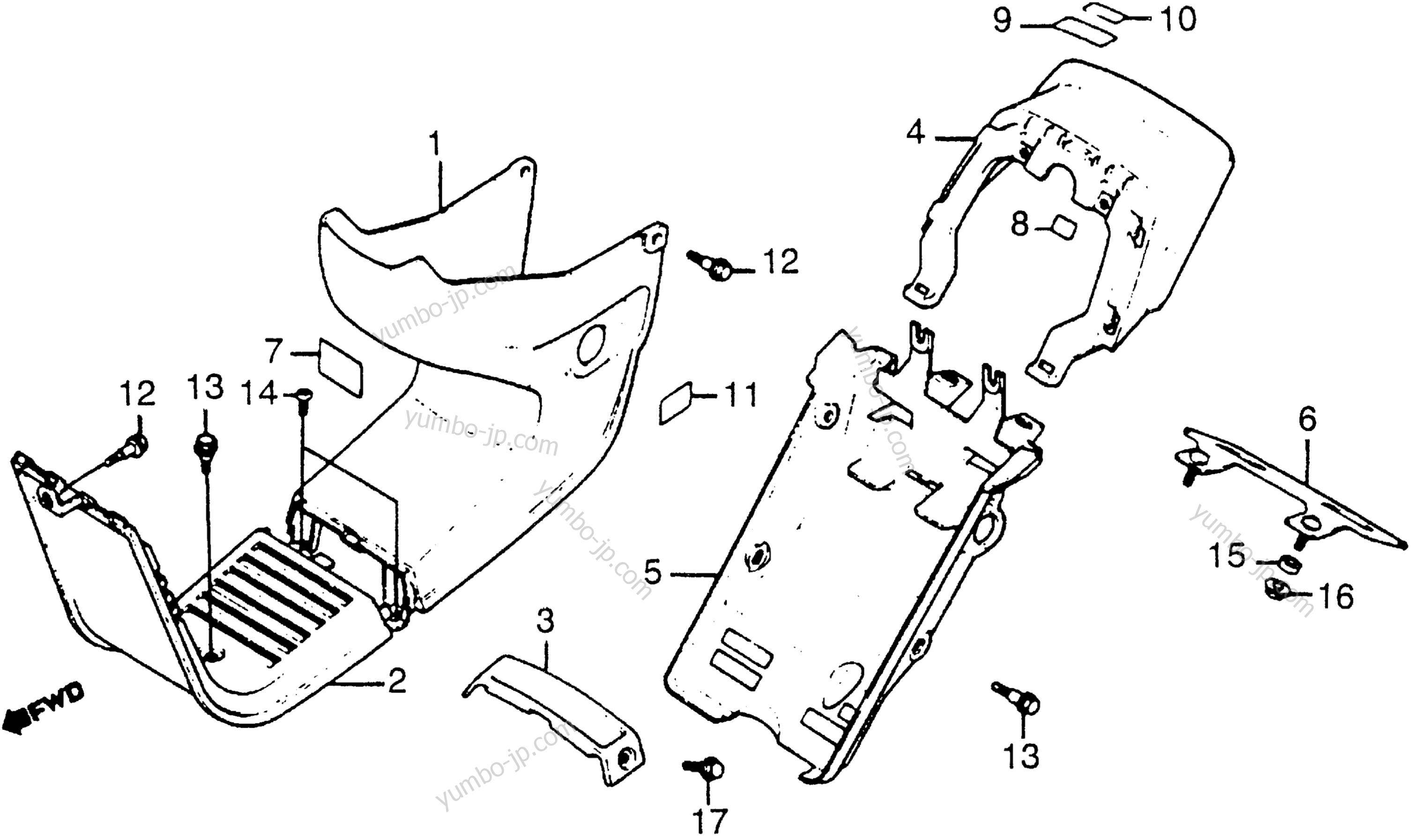 CENTER COVER / REAR COVER for scooters HONDA TG50 A 1986 year
