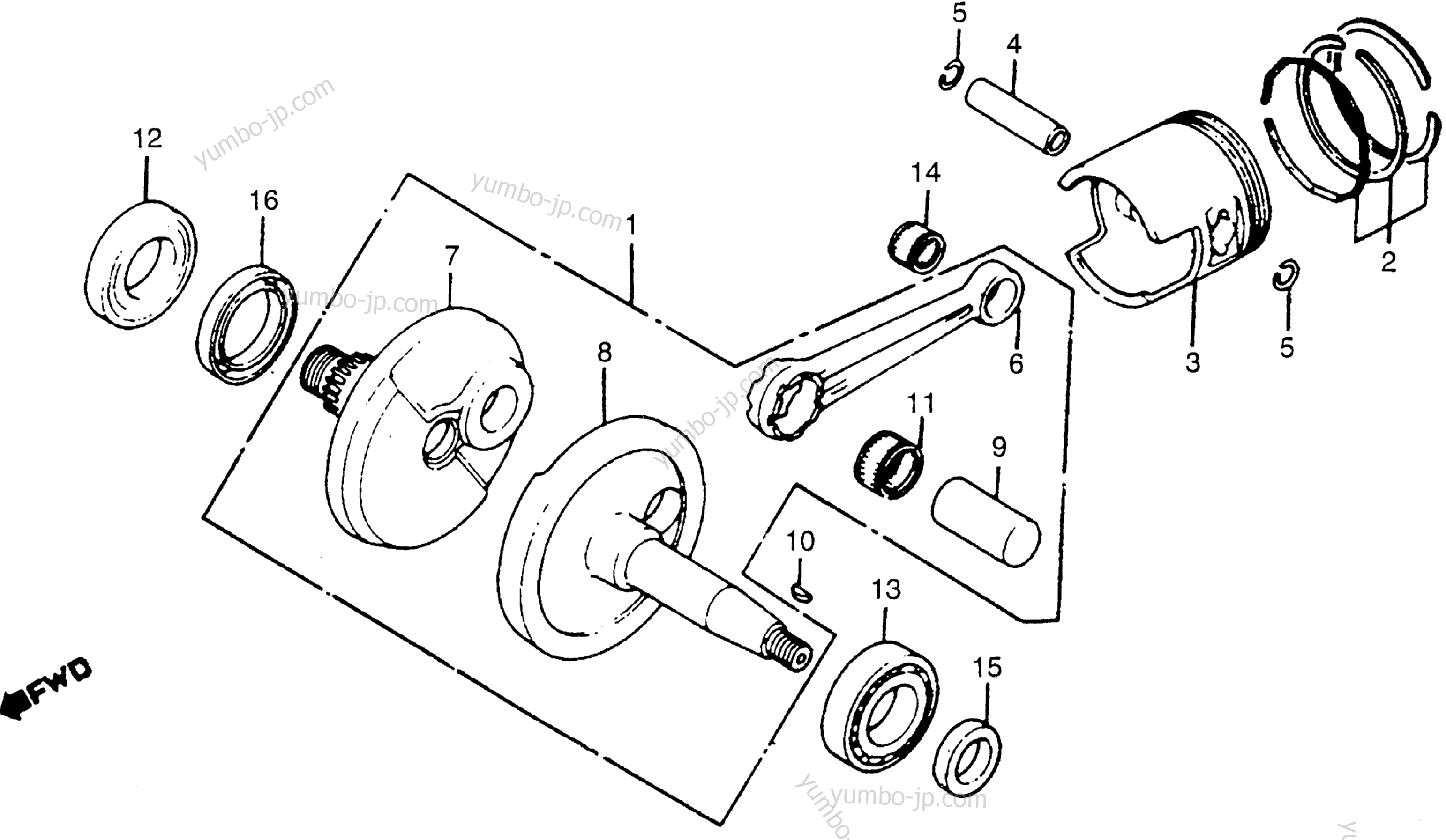 CRANKSHAFT / PISTON для скутеров HONDA NN50MD A 1984 г.