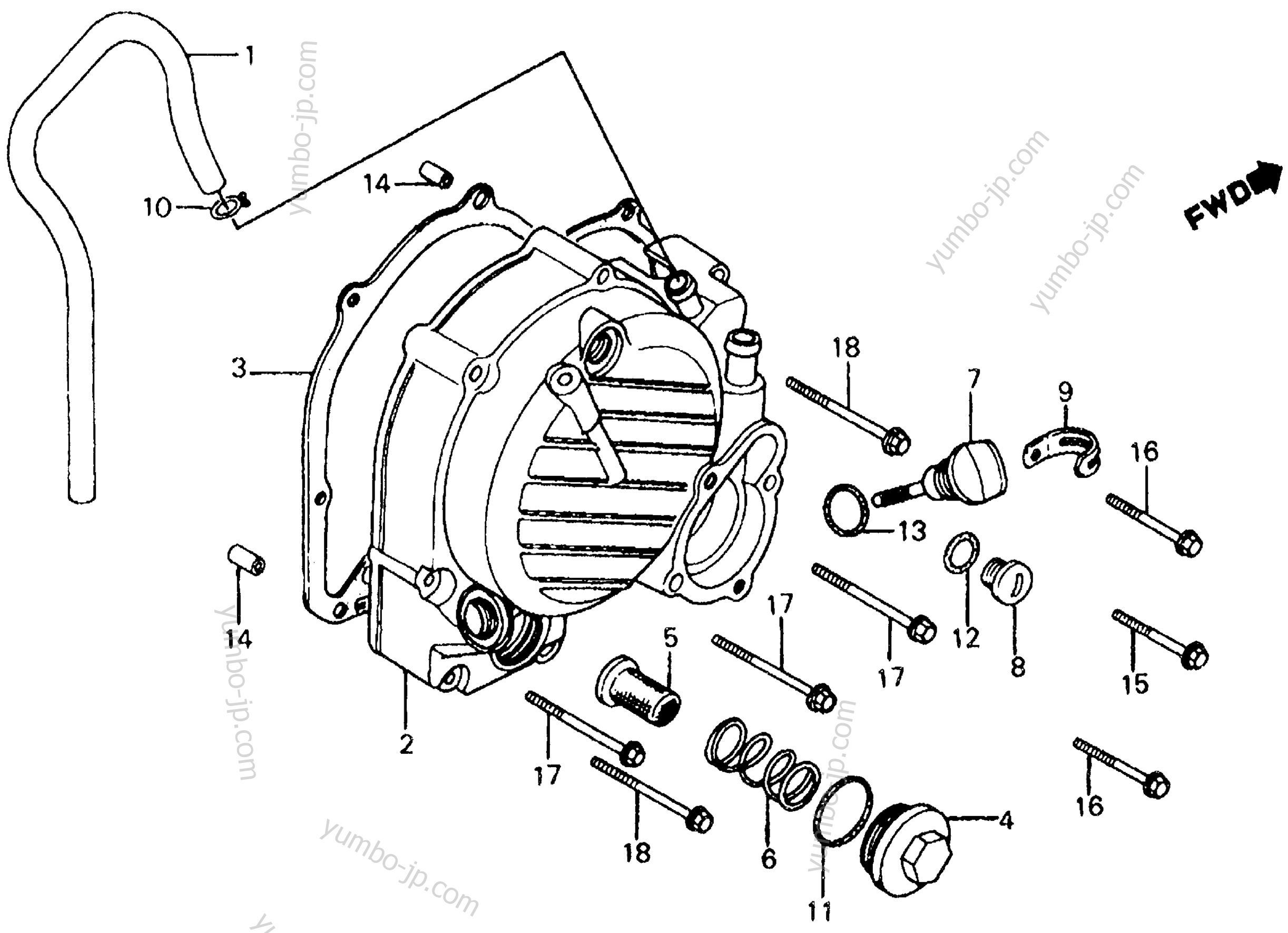 RIGHT CRANKCASE COVER для скутеров HONDA CH125 A 1984 г.