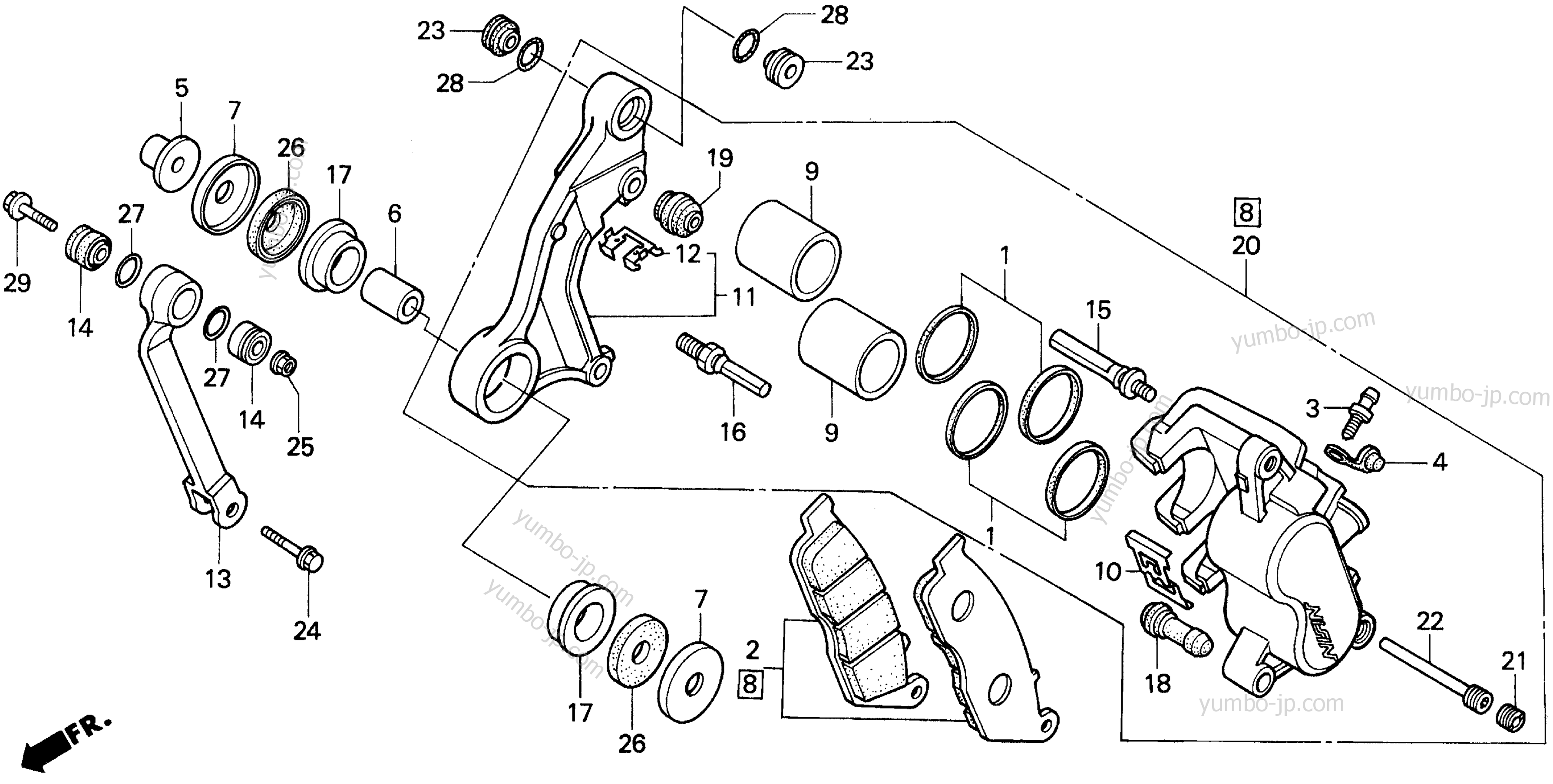 FRONT BRAKE CALIPER for scooters HONDA CN250 A 1997 year
