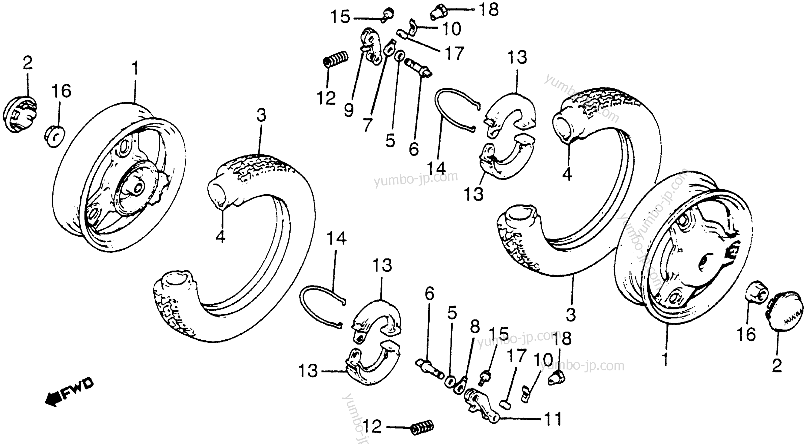 REAR WHEEL for scooters HONDA NN50MD A 1984 year