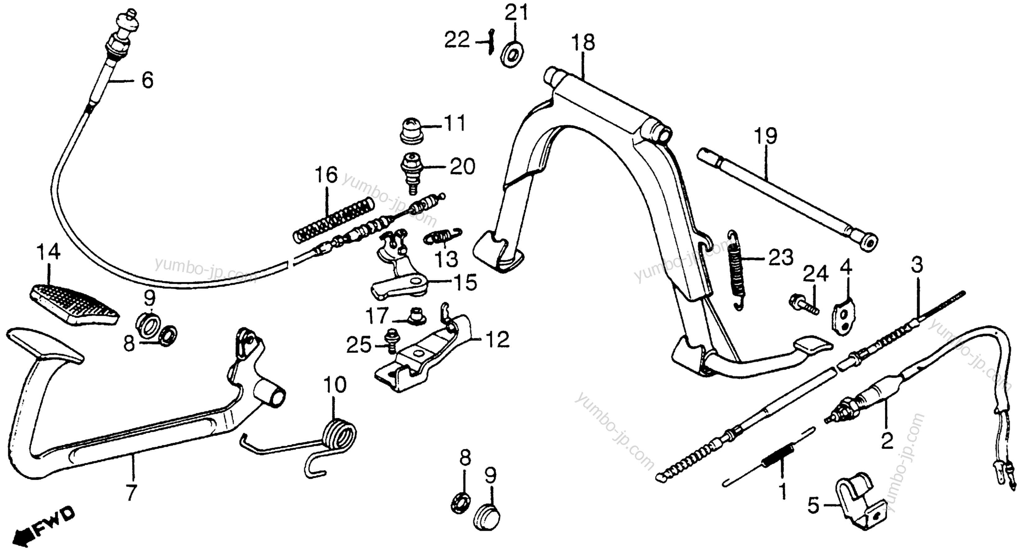 STAND / REAR BRAKE PEDAL for scooters HONDA NH125 A 1984 year