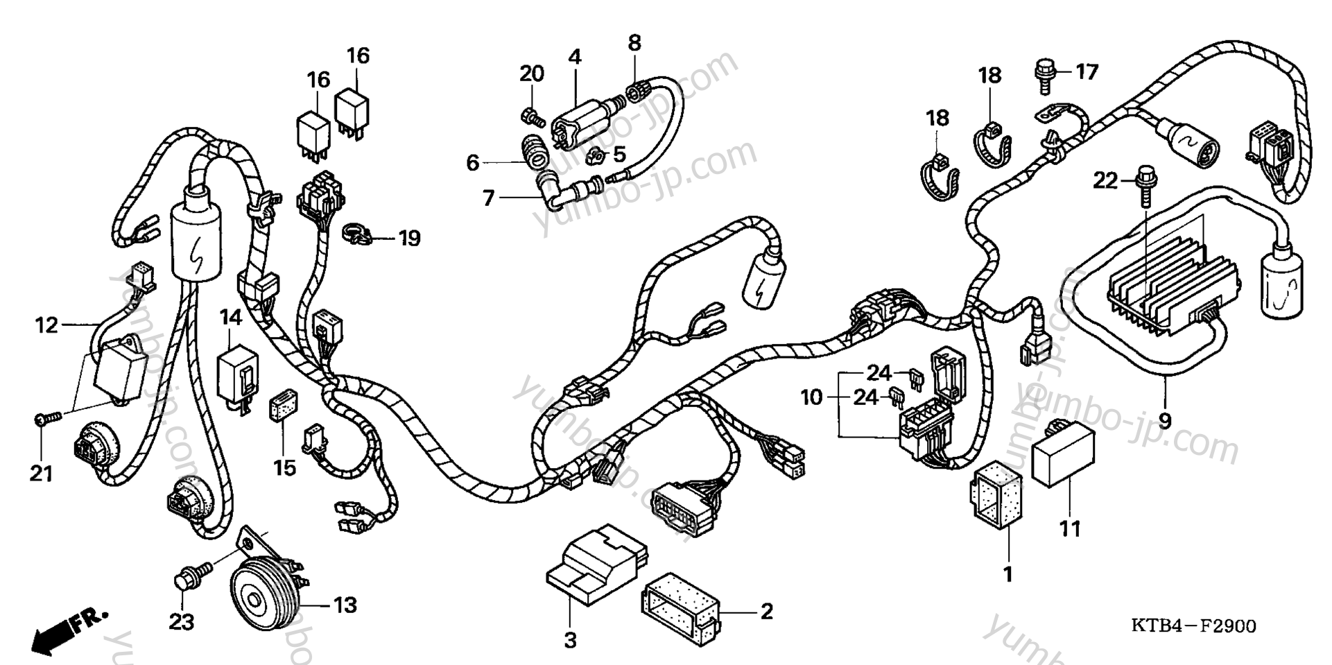 YUMBO spare parts catalog for скутера HONDA PS250 AC 2005 year WIRE  HARNESS