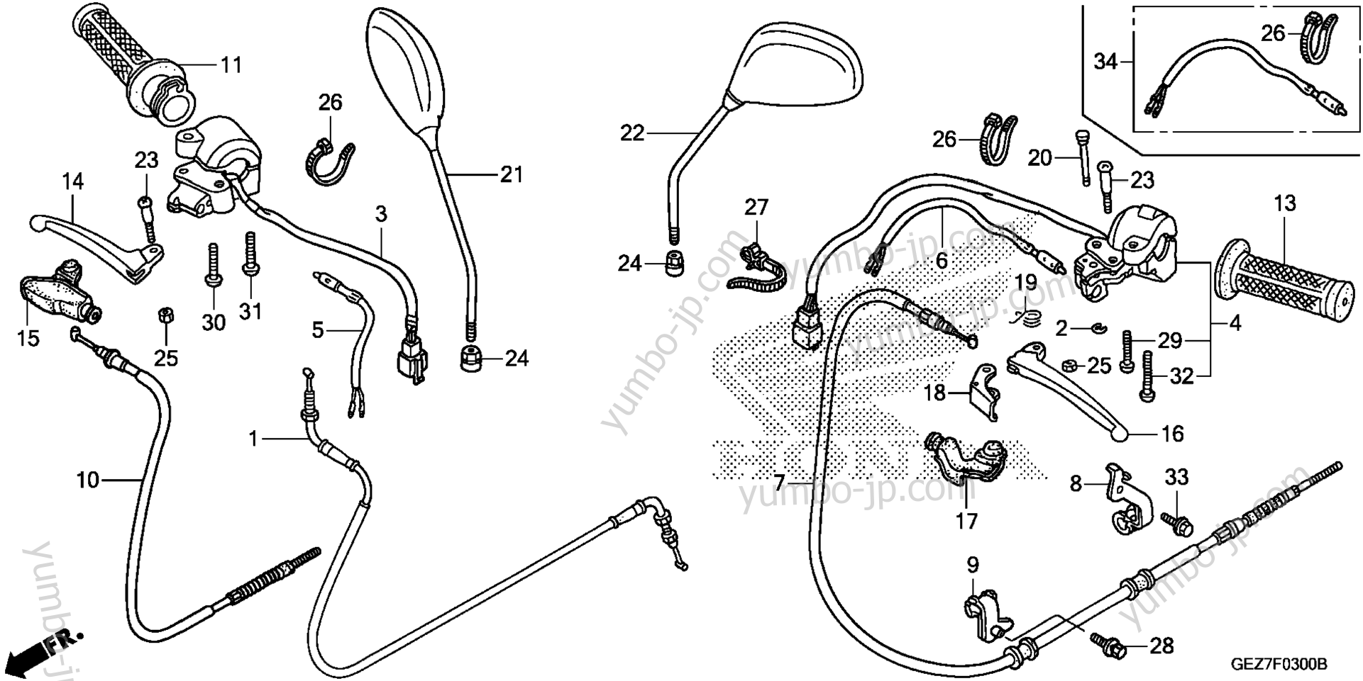 HANDLE LEVER / SWITCH / CABLE for scooters HONDA NPS50 A 2007 year