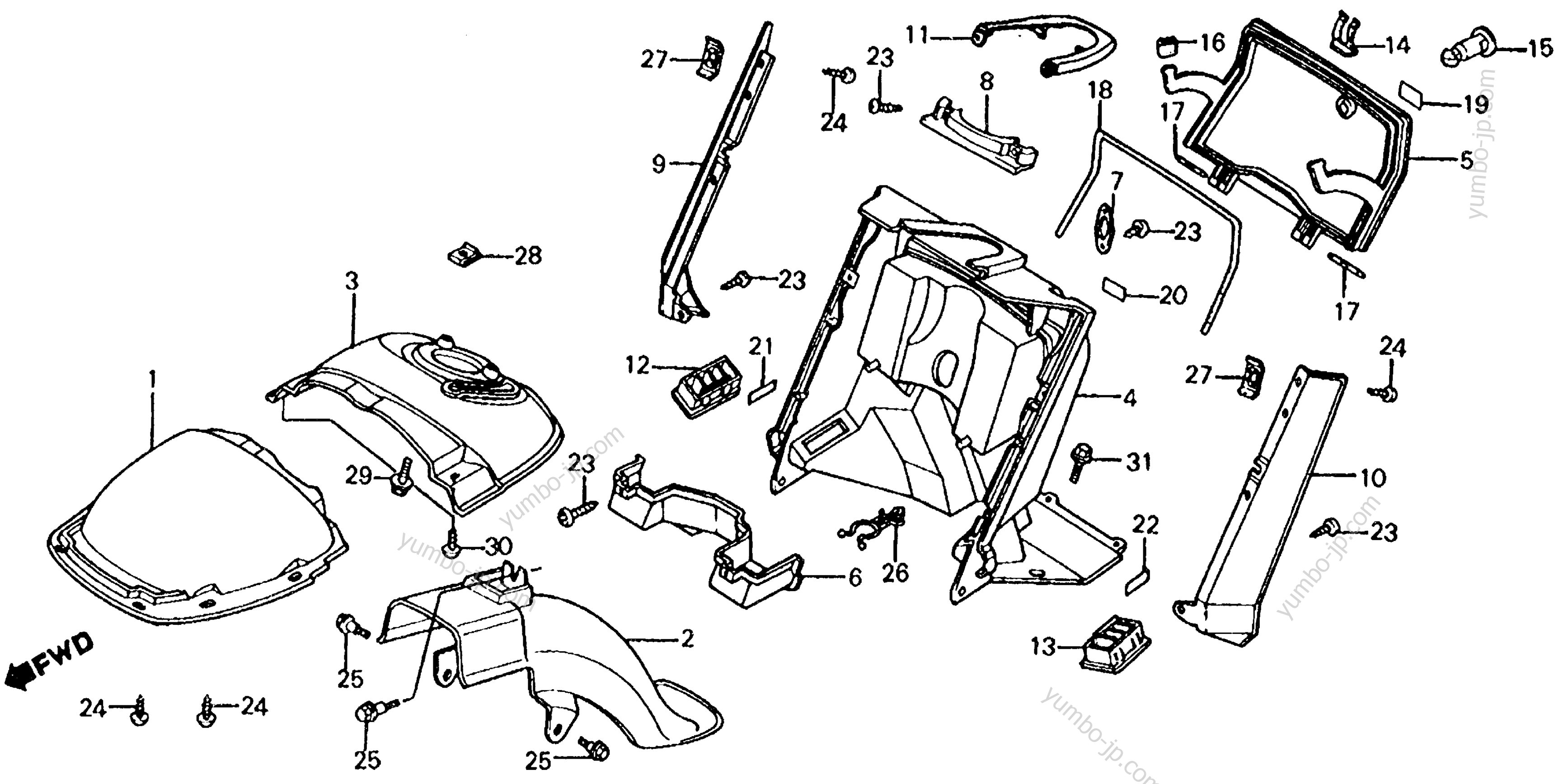 FRONT FENDER / LEG SHIELD for scooters HONDA CH125 A 1984 year