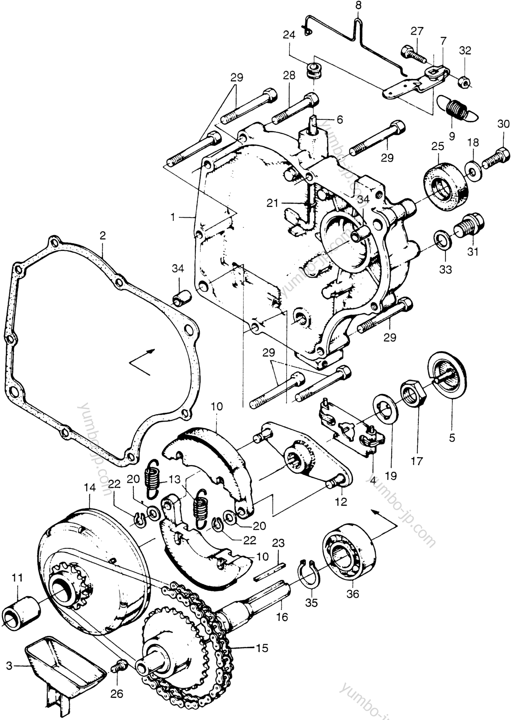 RIGHT CRANKCASE COVER / CLUTCH for tillers HONDA F28 A 