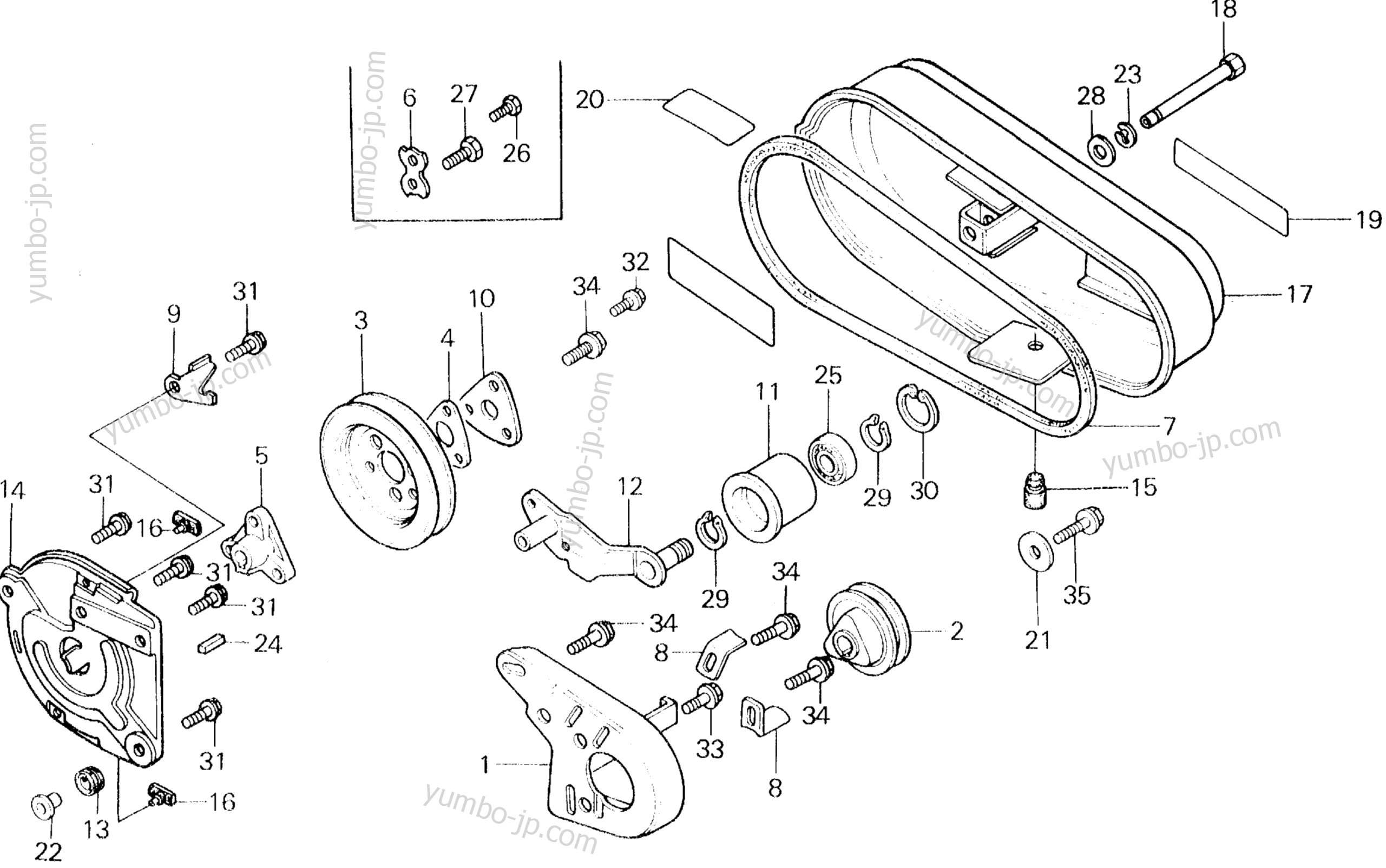 YUMBO spare parts catalog for культиватора HONDA F500 A1 BELT COVER