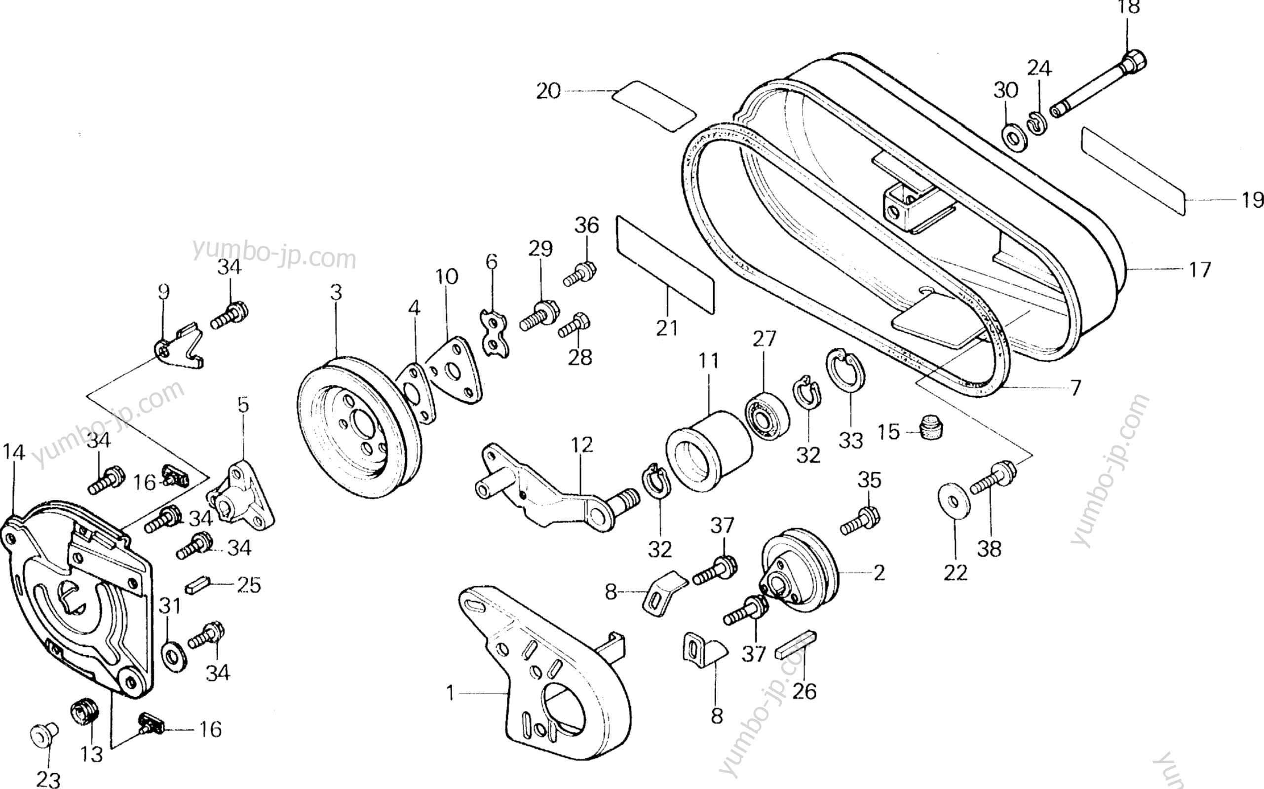 BELT COVER / PULLEY for tillers HONDA F400K1 A2 