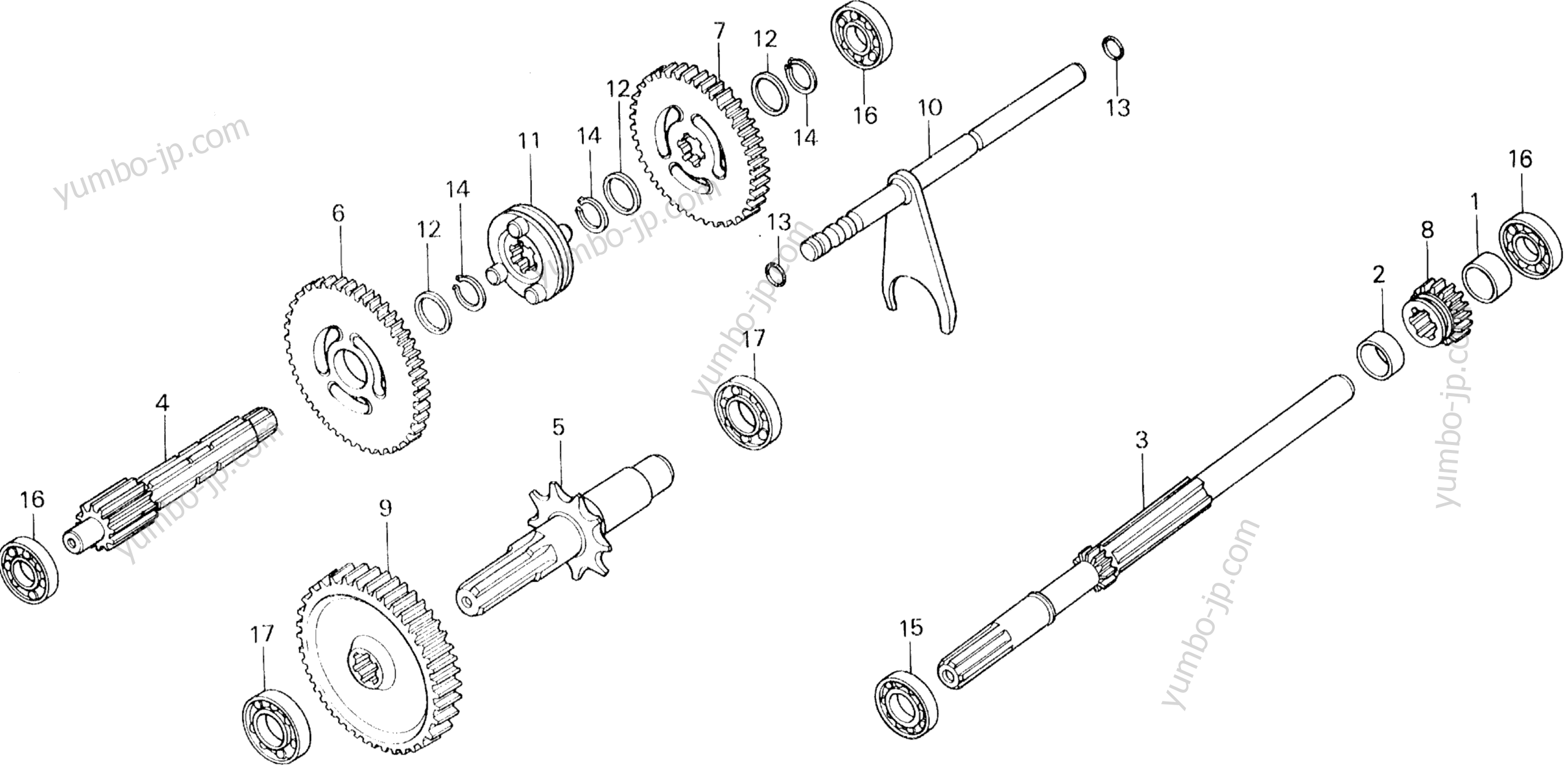 YUMBO spare parts catalog for культиватора HONDA F400 A1 TRANSMISSION