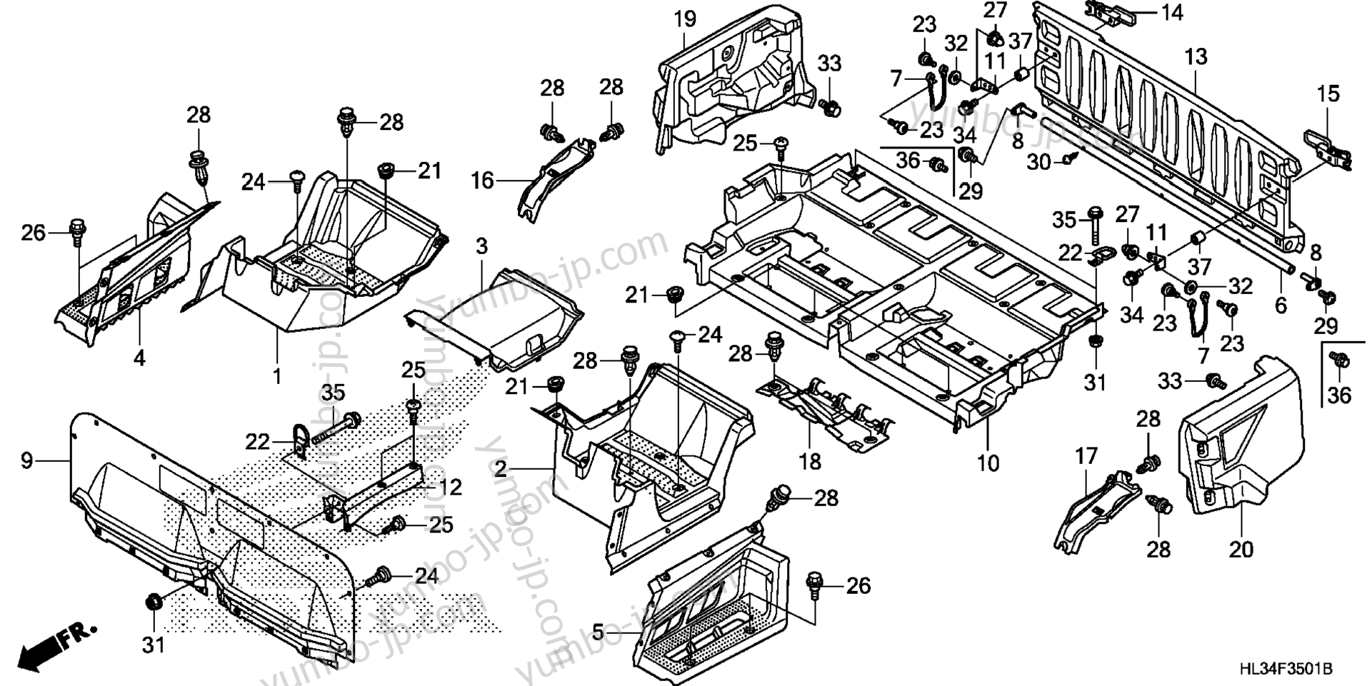 BED PLATE / REAR GATE (2) for UTVs HONDA Pioneer 700-4 (SXS700M4 3AC) 2014 year