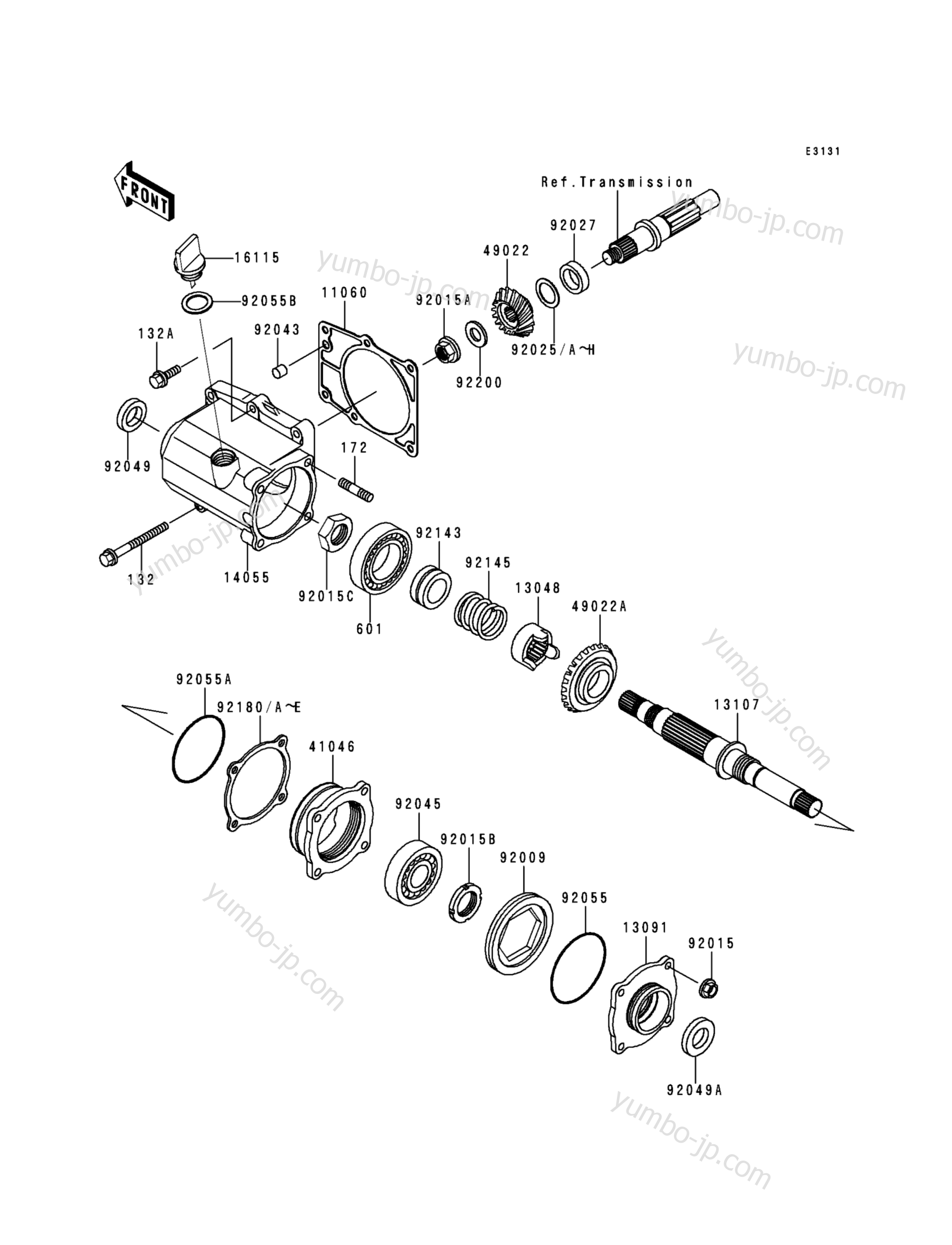 FRONT BEVEL GEAR для квадроциклов KAWASAKI PRAIRIE 400 (KVF400-B1) 1998 г.