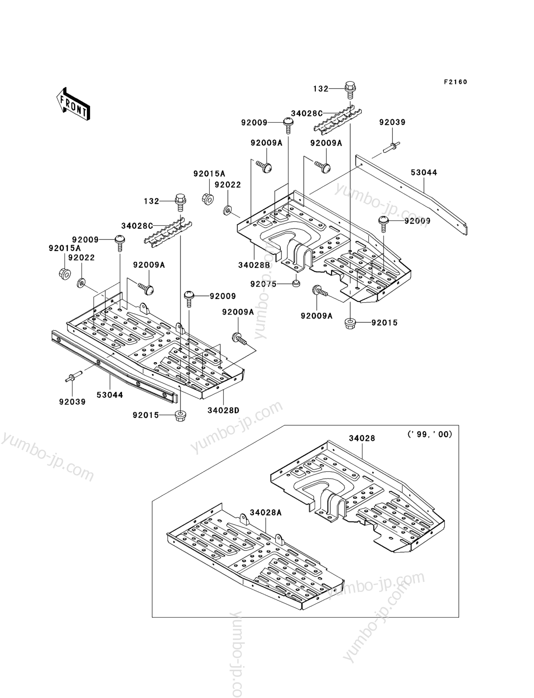 FOOTRESTS для квадроциклов KAWASAKI PRAIRIE 300 4X4 (KVF300-A3) 2001 г.