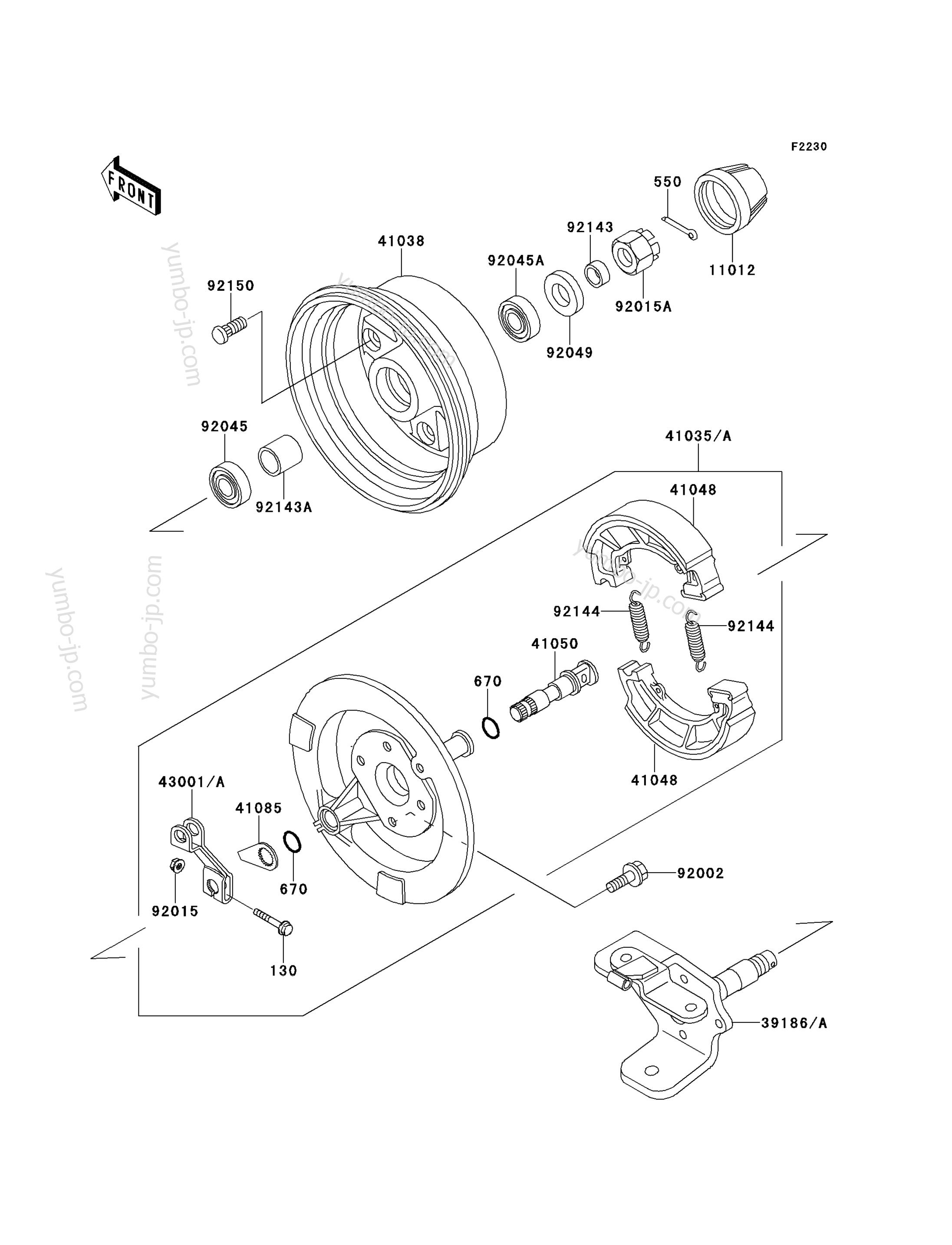 FRONT HUB для квадроциклов KAWASAKI BAYOU 250 (KLF250-A2) 2004 г.