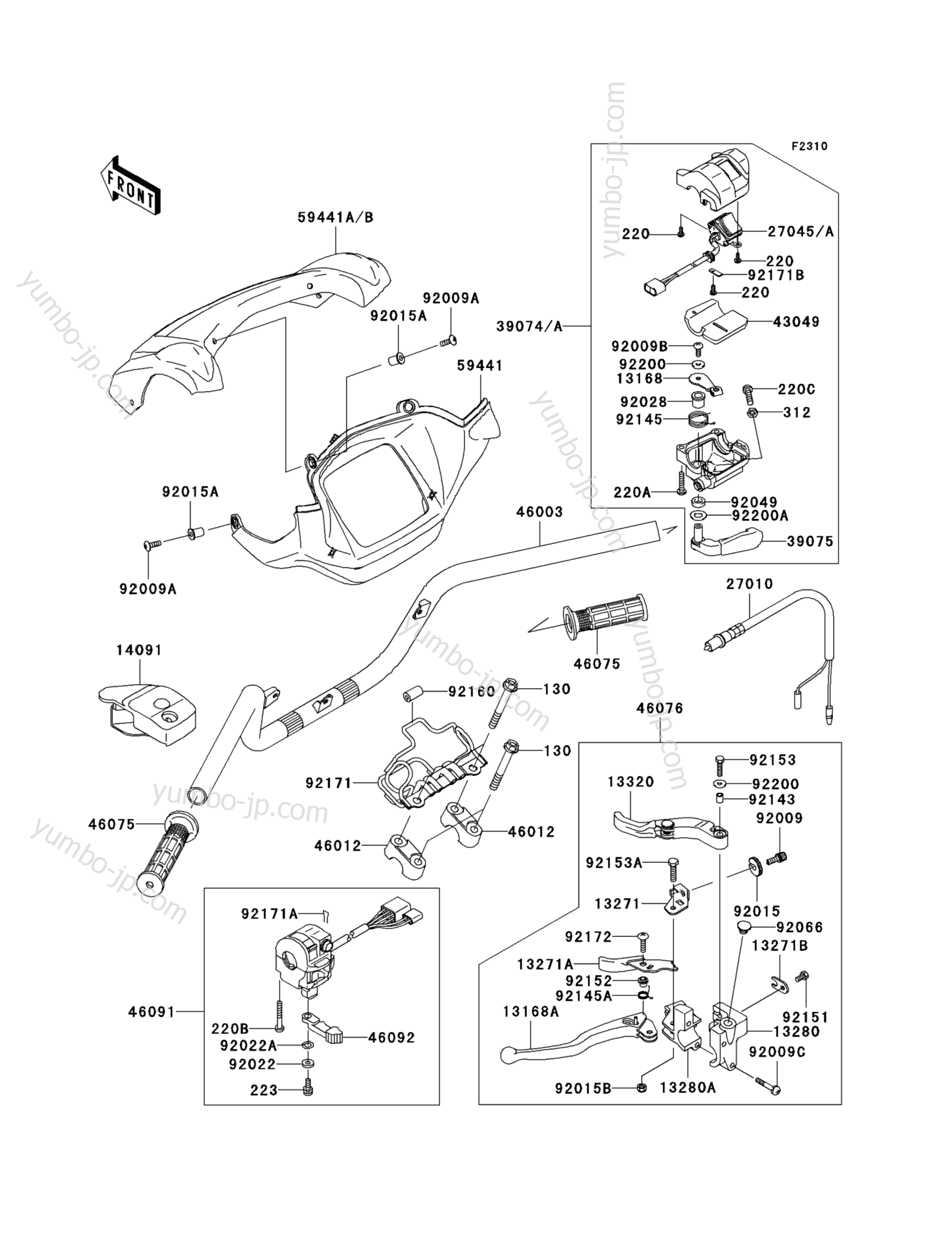 Румпель (рукоятка управления) для квадроциклов KAWASAKI BRUTE FORCE 650 4X4I (KVF650G7F) 2007 г.