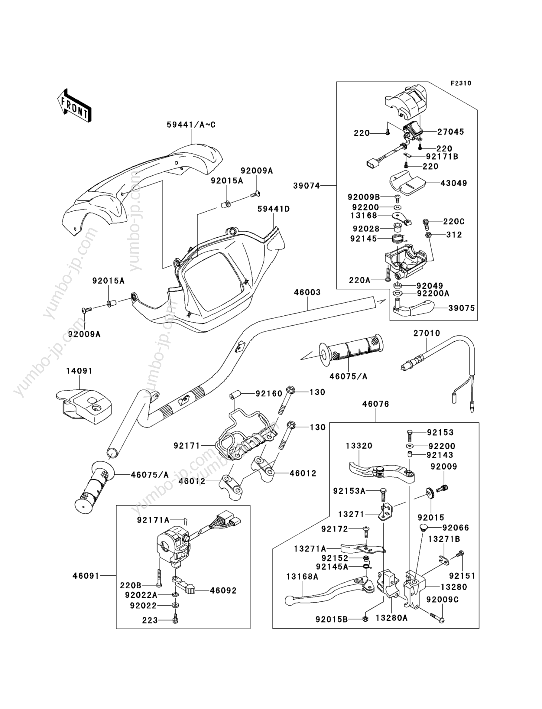 Румпель (рукоятка управления) для квадроциклов KAWASAKI BRUTE FORCE 650 4X4I (KVF650FCF) 2012 г.