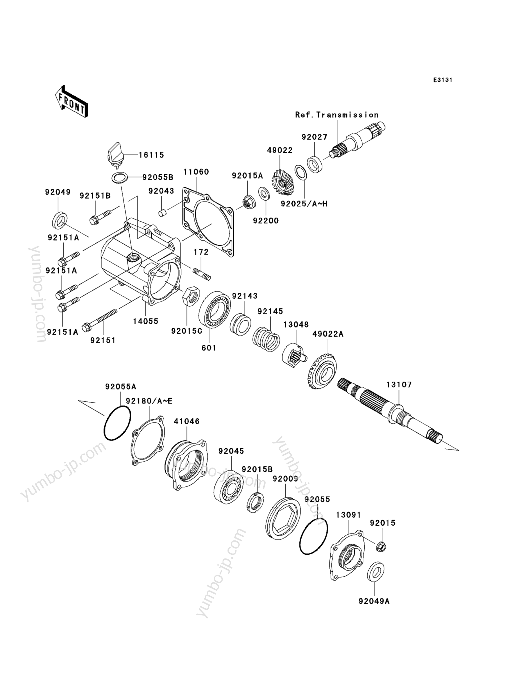 FRONT BEVEL GEAR для квадроциклов KAWASAKI PRAIRIE 300 4X4 (KVF300-A3) 2001 г.