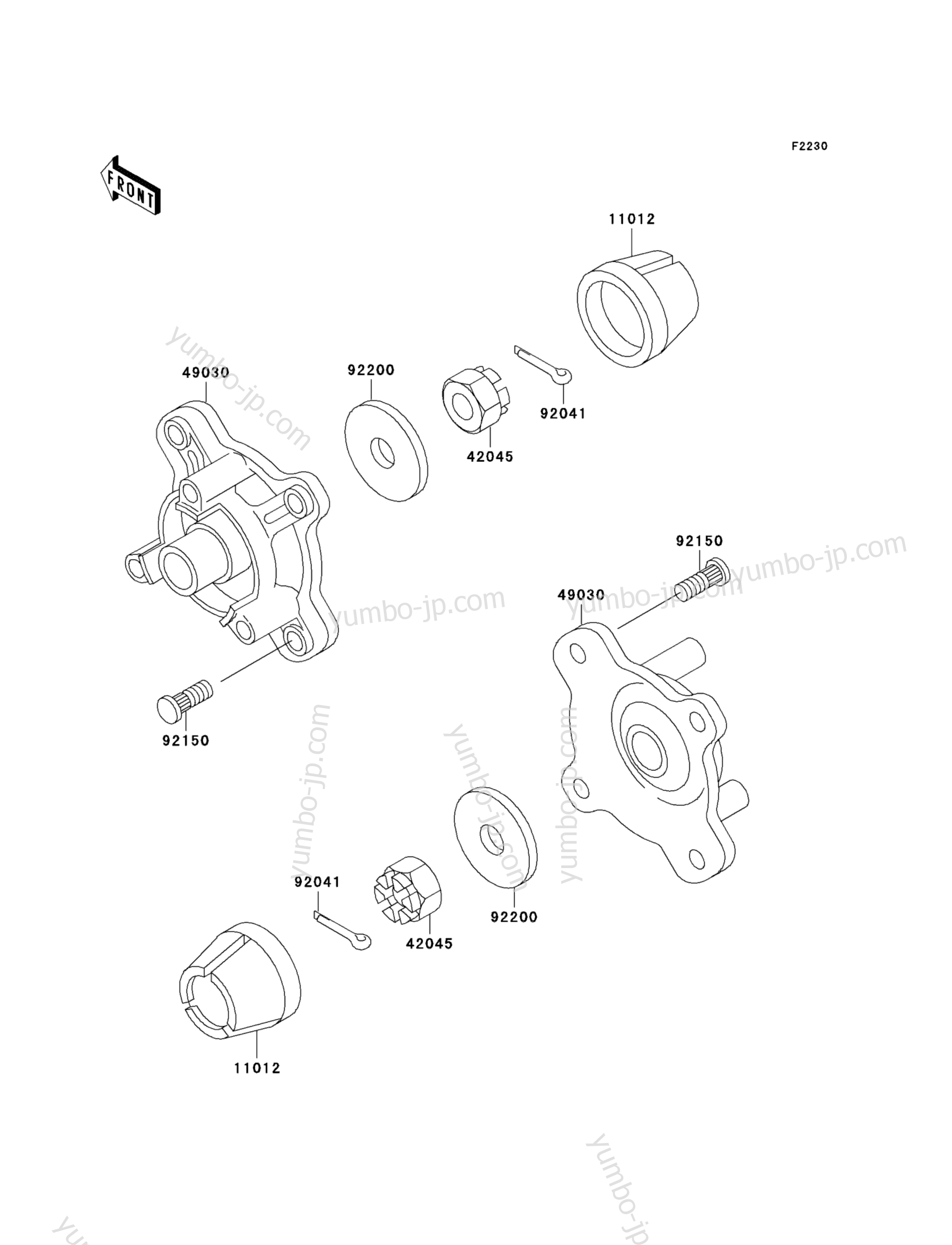 FRONT HUB for ATVs KAWASAKI PRAIRIE 300 4X4 (KVF300-A4) 2002 year