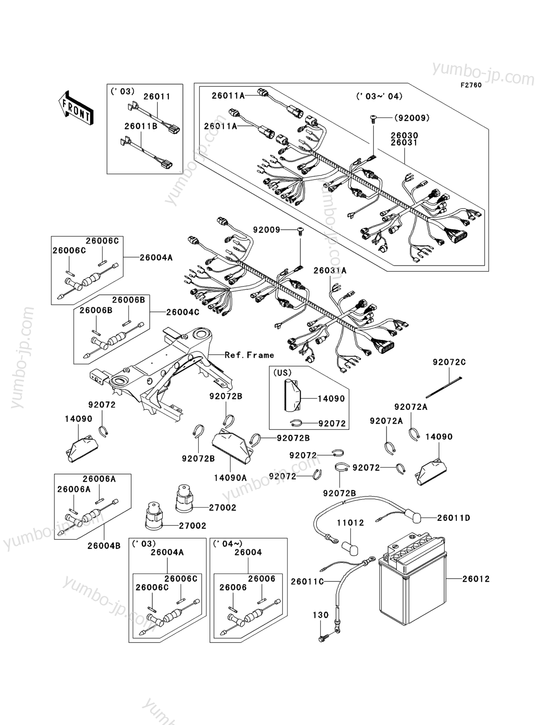 CHASSIS ELECTRICAL EQUIPMENT for ATVs KAWASAKI PRAIRIE 360 4X4 (KVF360-A1) 2003 year