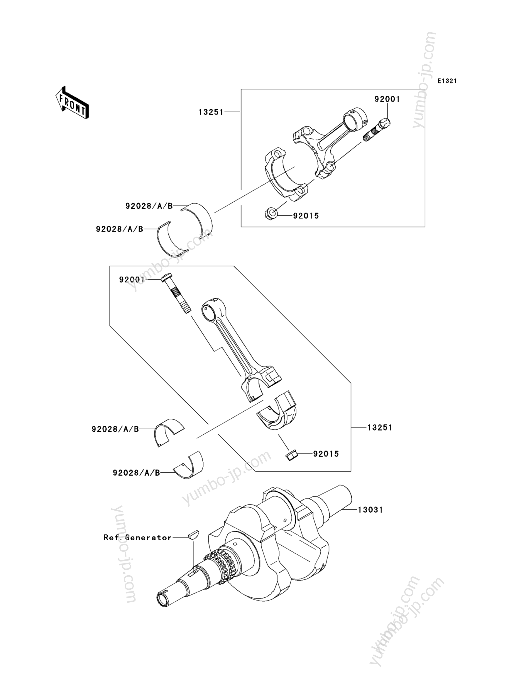 CRANKSHAFT for ATVs KAWASAKI BRUTE FORCE 750 4X4I (KVF750DBF) 2011 year