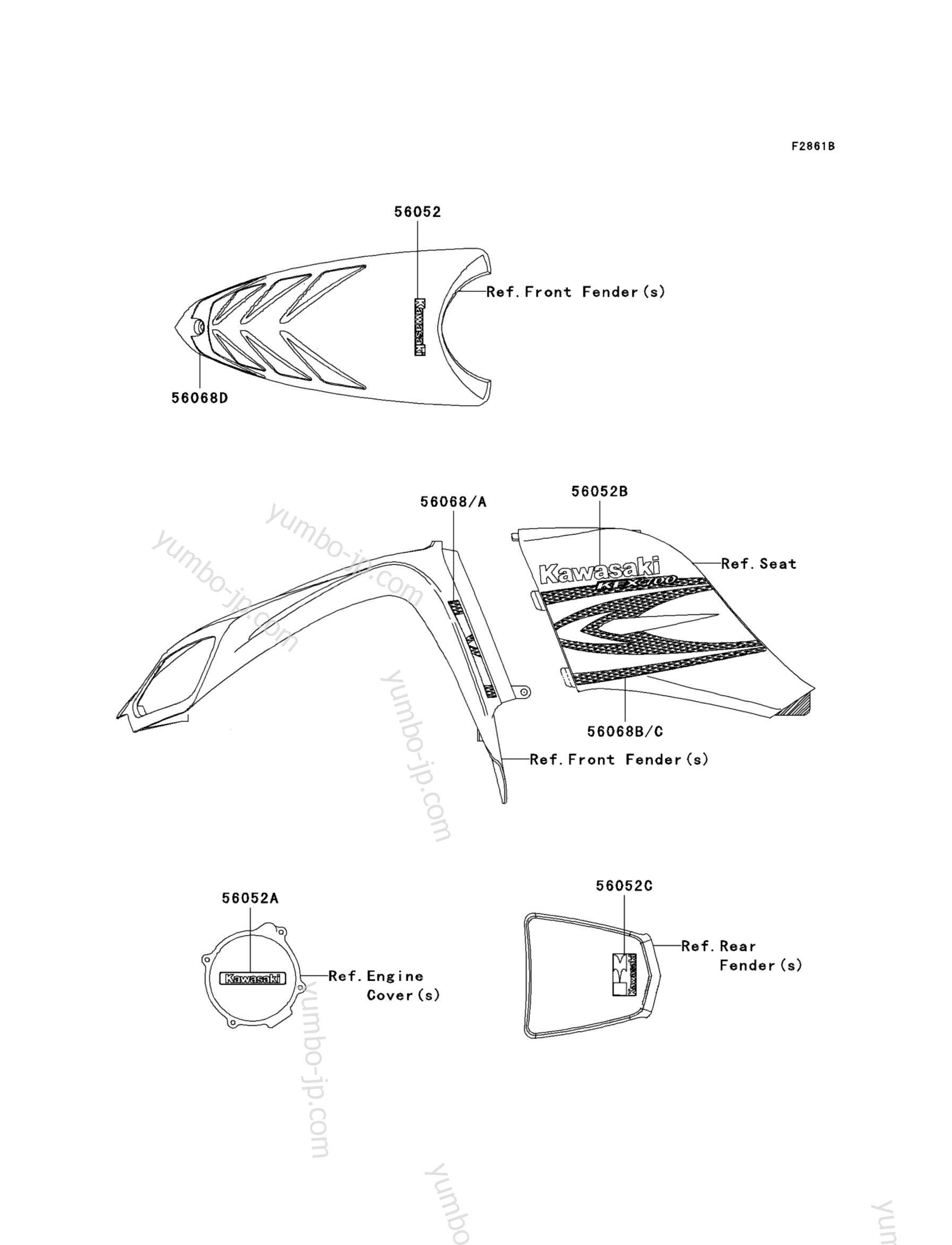 Decals(B8F) for ATVs KAWASAKI KFX700 (KSV700B8F) 2008 year