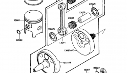 Crankshaft/Piston(s) for квадроцикла KAWASAKI KXF250 TECATE-4 (KXF250-A2)1988 year 