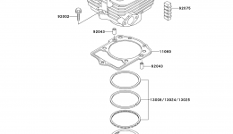 Cylinder/Piston(s) for квадроцикла KAWASAKI PRAIRIE 300 4X4 (KVF300-A4)2002 year 