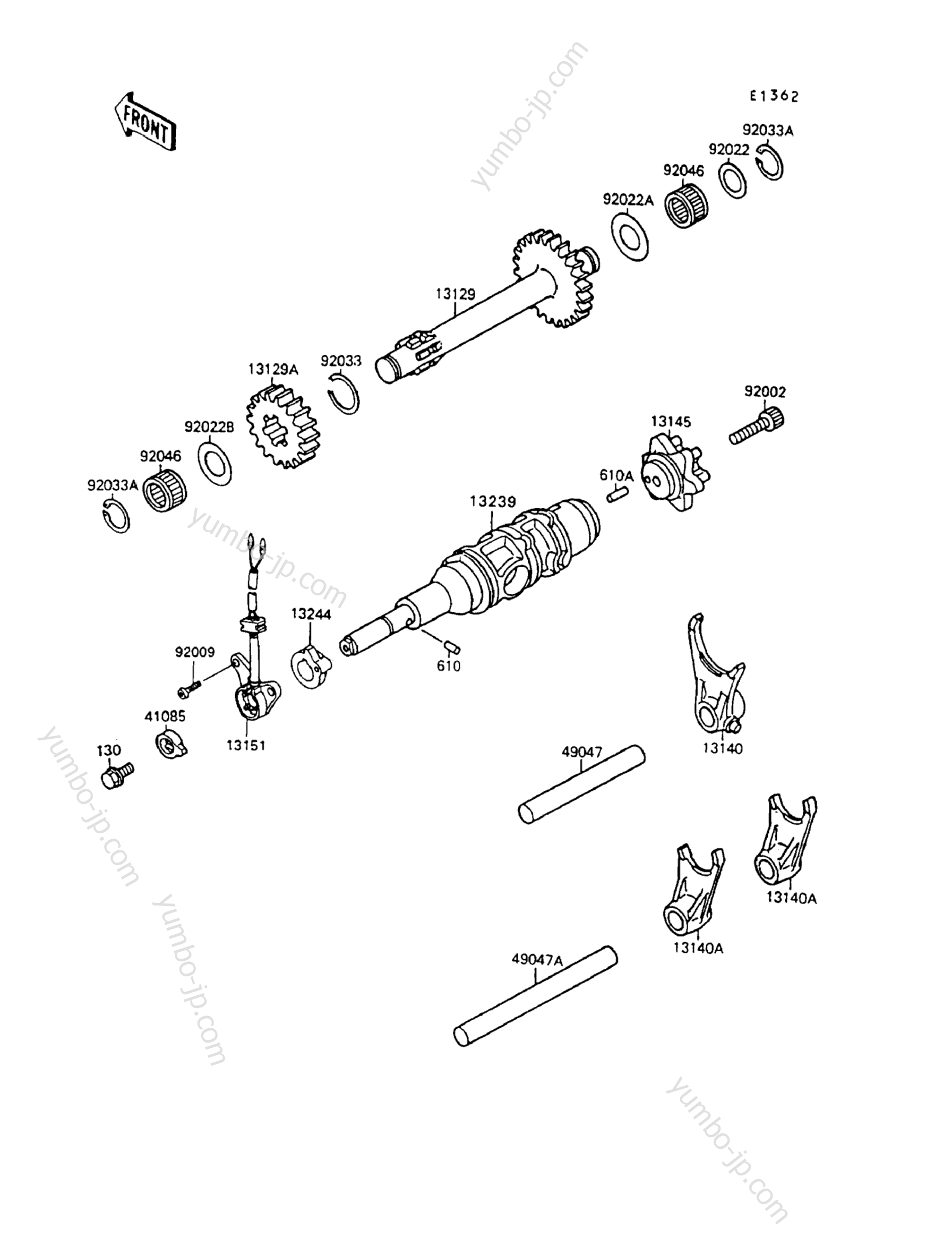 Gear Change Drum/Shift Fork(s) for ATVs KAWASAKI MOJAVE 250 (KSF250-A8) 1994 year