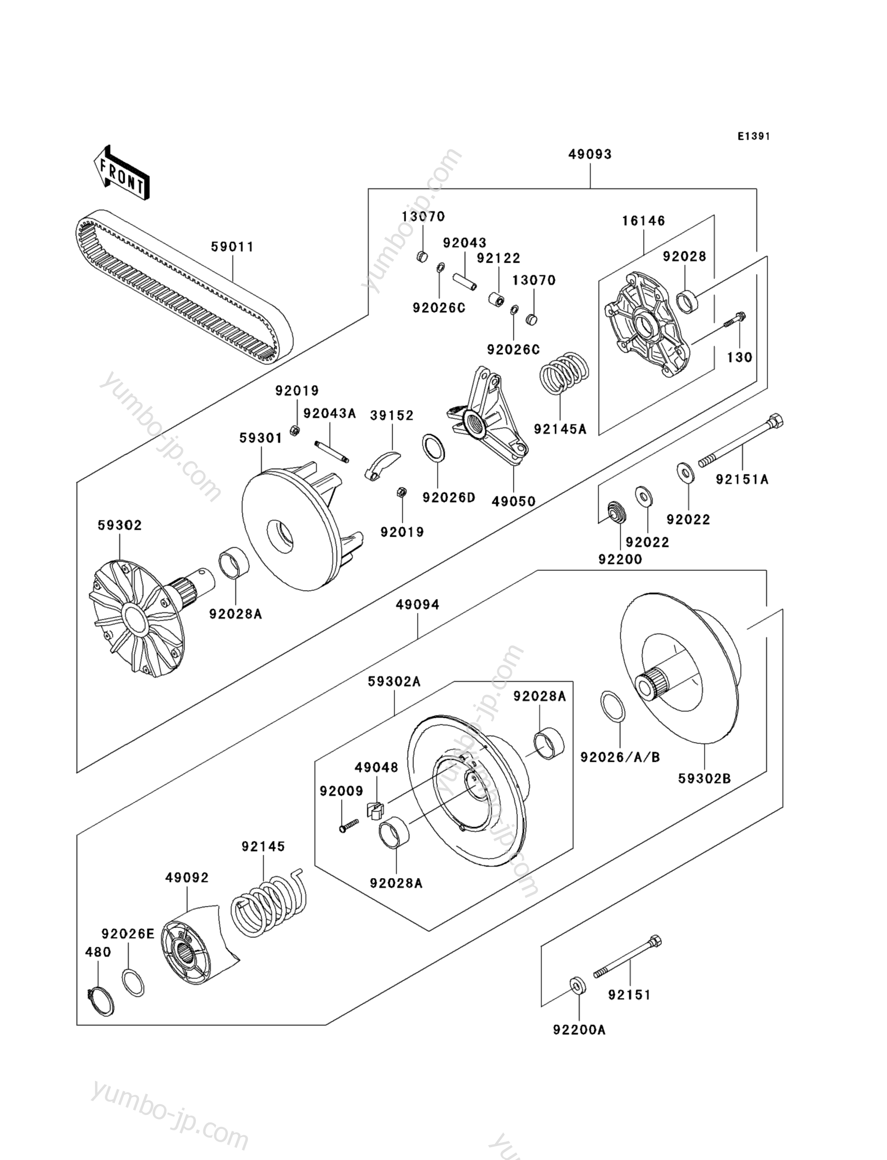 DRIVE CONVERTER for ATVs KAWASAKI PRAIRIE 300 4X4 (KVF300-A2) 2000 year