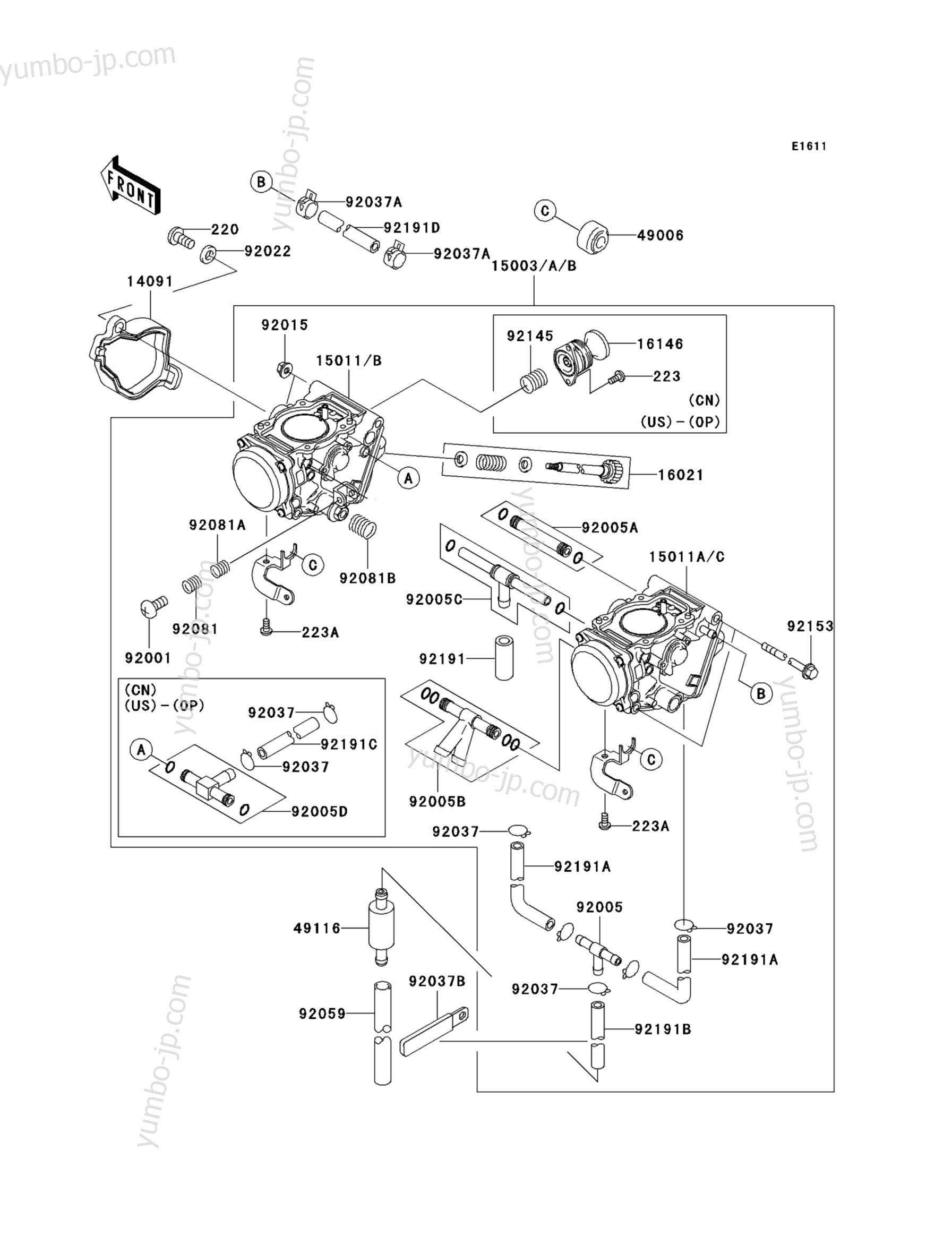 Карбюратор для квадроциклов KAWASAKI PRAIRIE 650 (KVF650-B1) 2002 г.