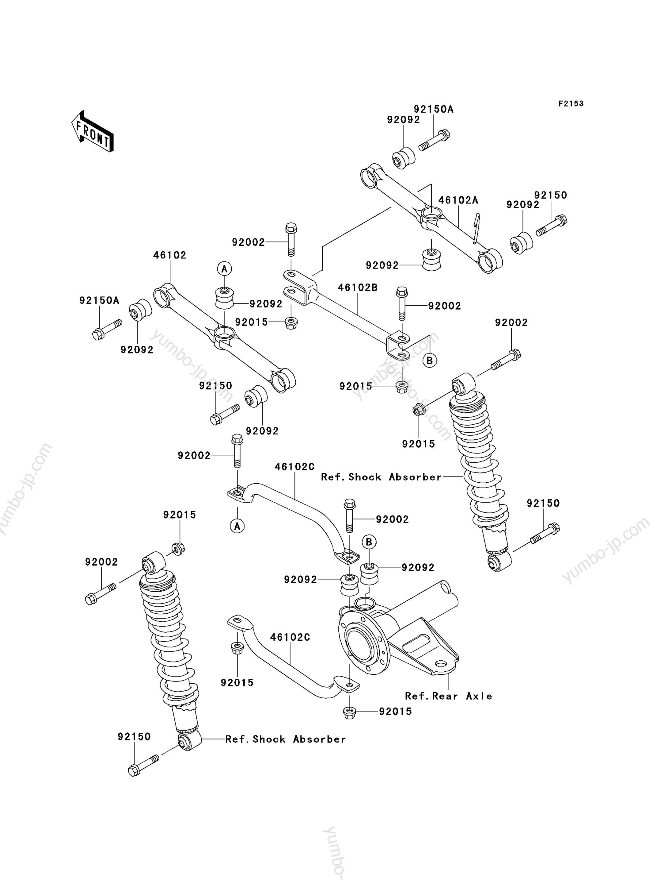 Rear Suspension for ATVs KAWASAKI BAYOU 250 (KLF250-A2) 2004 year