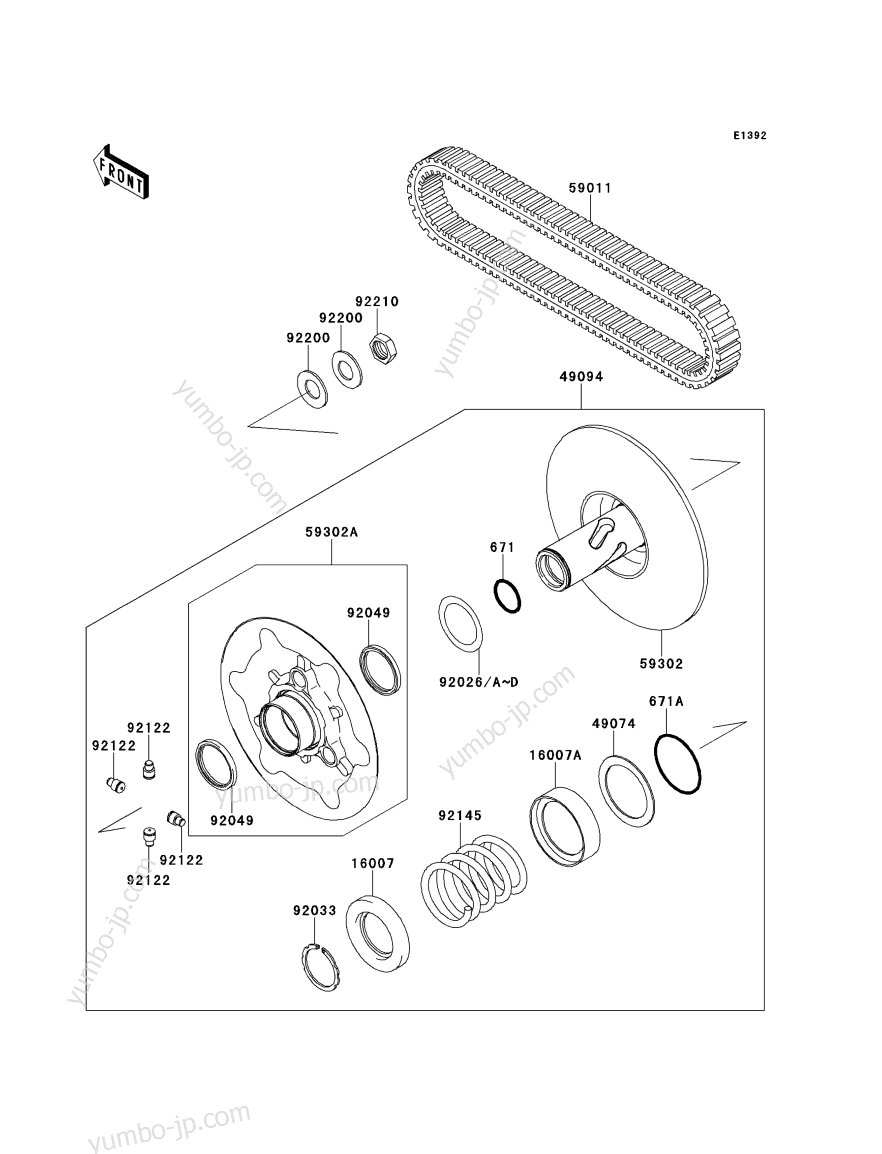 Driven Converter/Drive Belt for ATVs KAWASAKI BRUTE FORCE 750 4X4I (KVF750DBF) 2011 year