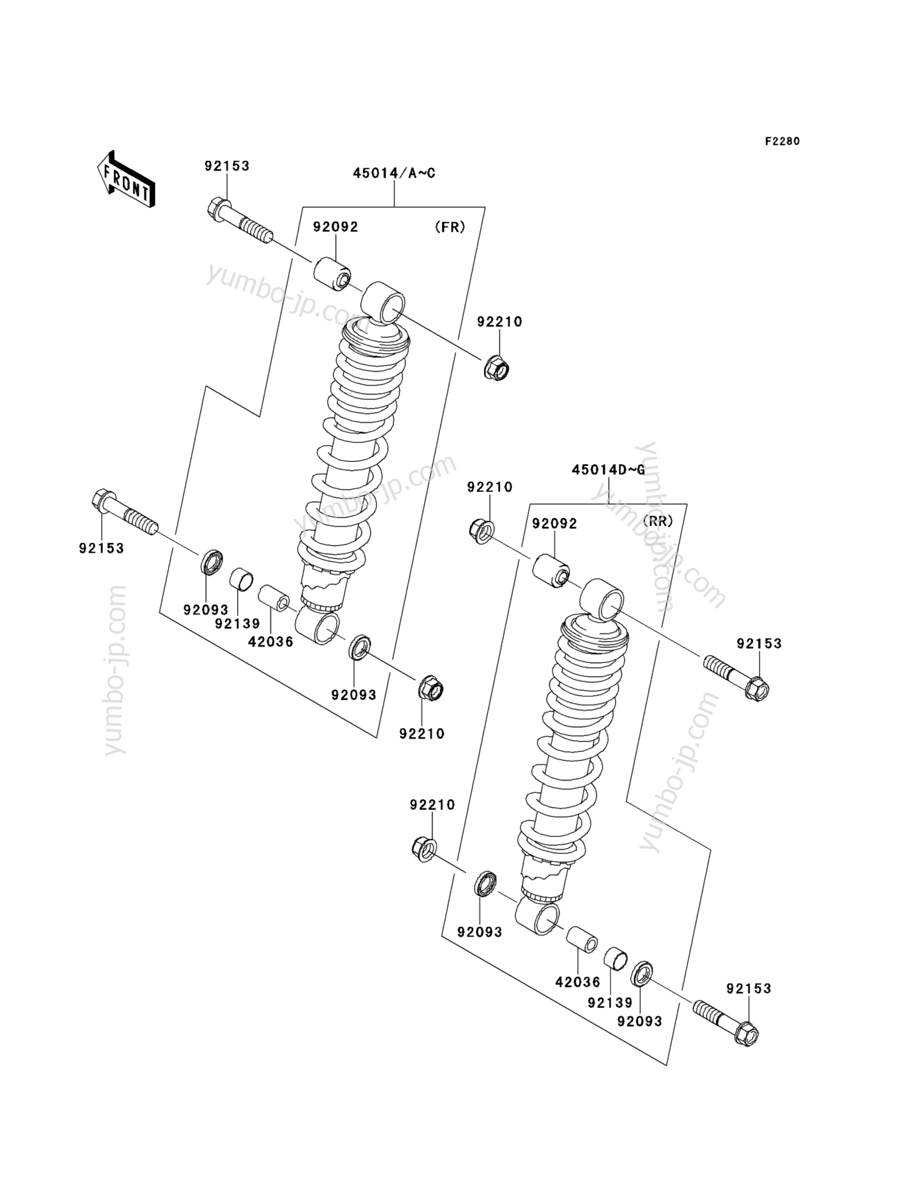 Shock Absorber(s) for ATVs KAWASAKI BRUTE FORCE 750 4X4I (KVF750DAF) 2010 year