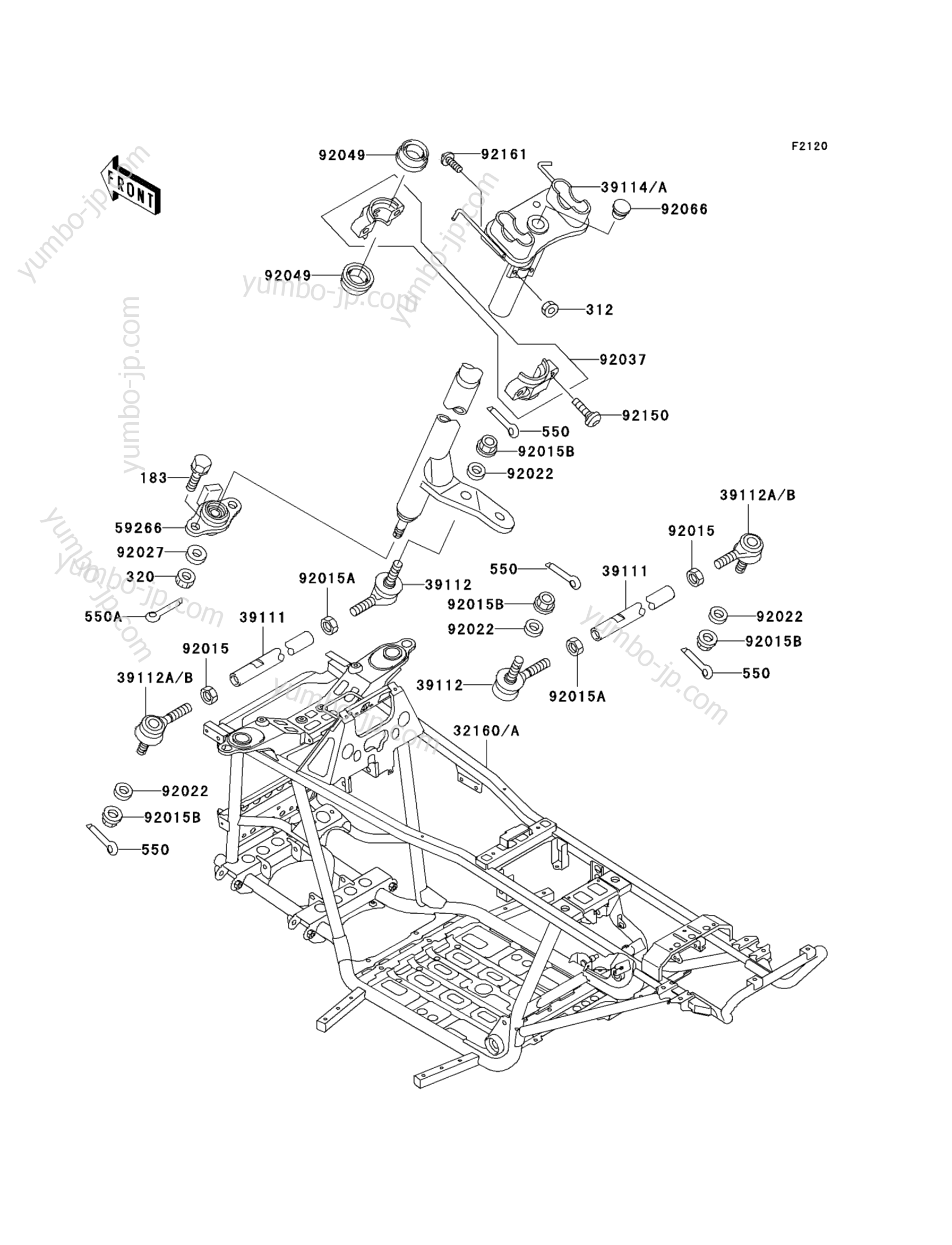 FRAME for ATVs KAWASAKI PRAIRIE 300 4X4 (KVF300-A3) 2001 year