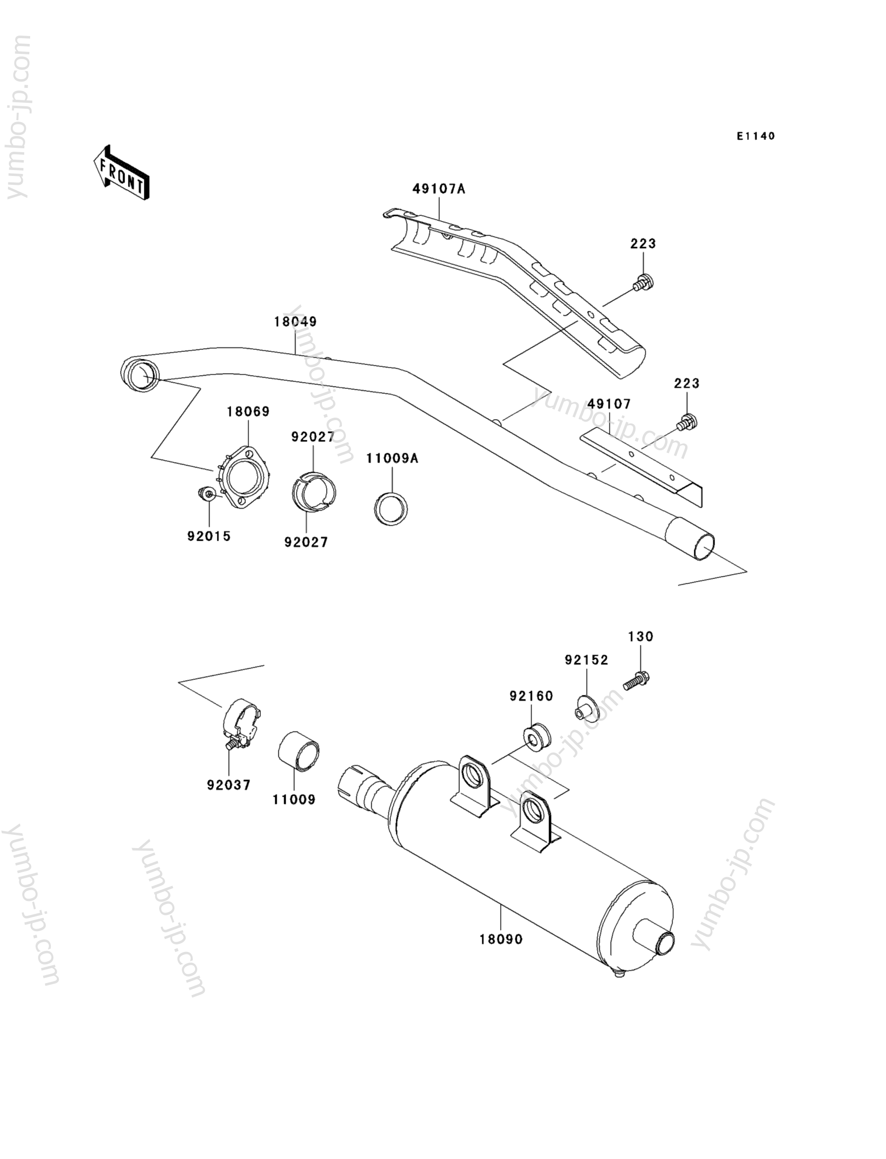 Muffler(s) для квадроциклов KAWASAKI PRAIRIE 300 4X4 (KVF300-A3) 2001 г.