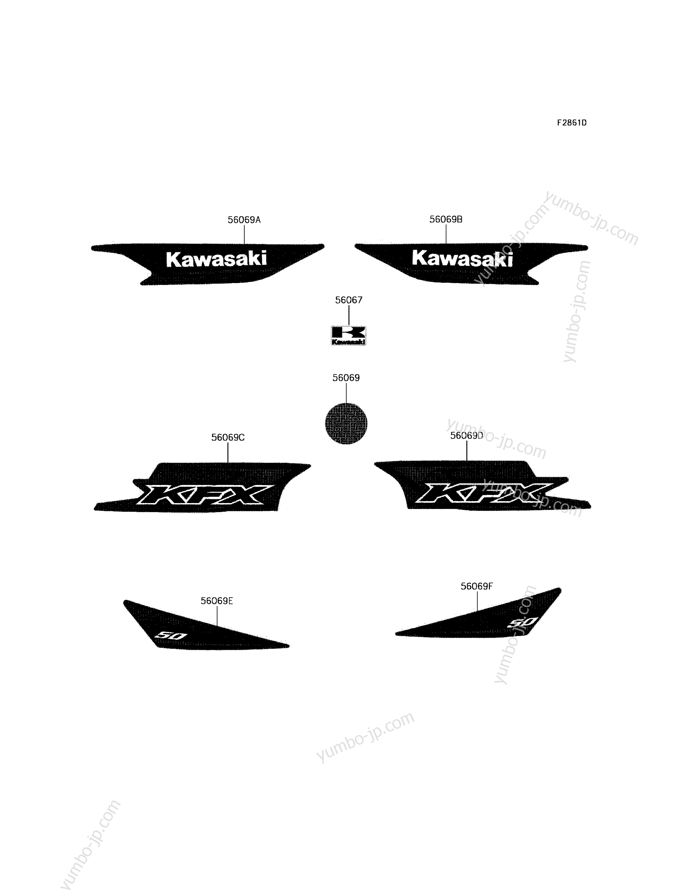 Decals(BHF) для квадроциклов KAWASAKI KFX50 (KSF50BHF) 2017 г.
