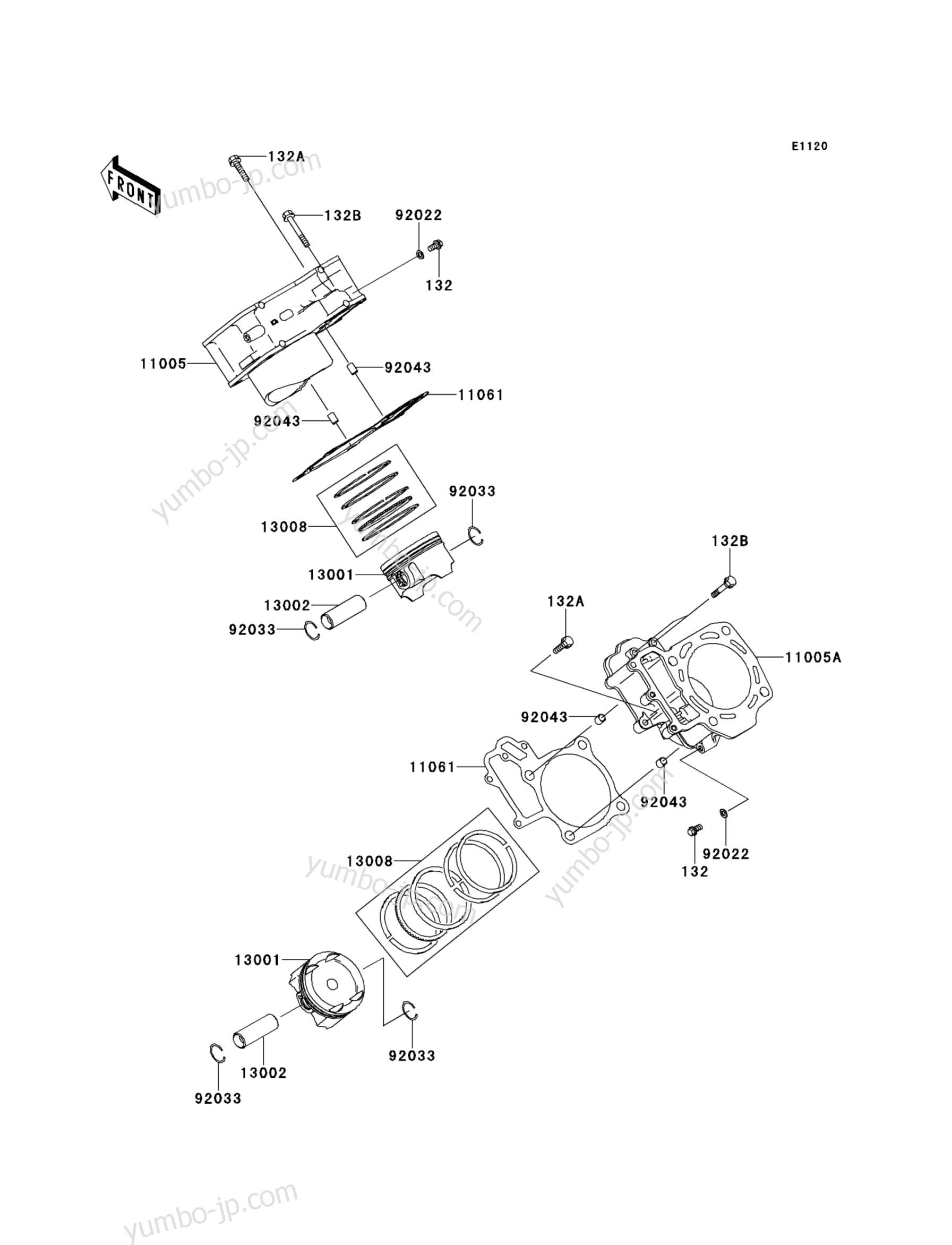 Cylinder/Piston(s) для квадроциклов KAWASAKI BRUTE FORCE 750 4X4I (KVF750DBF) 2011 г.