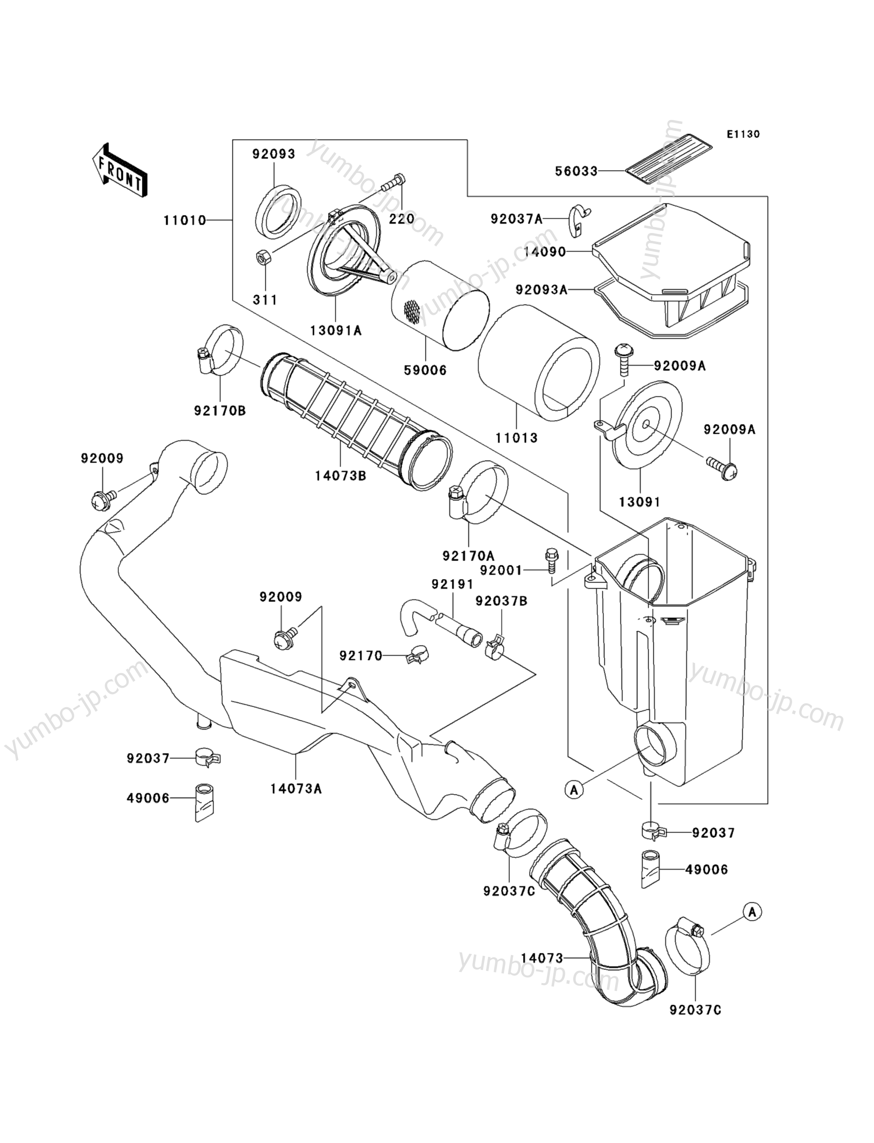 AIR CLEANER для квадроциклов KAWASAKI PRAIRIE 300 4X4 (KVF300-A3) 2001 г.