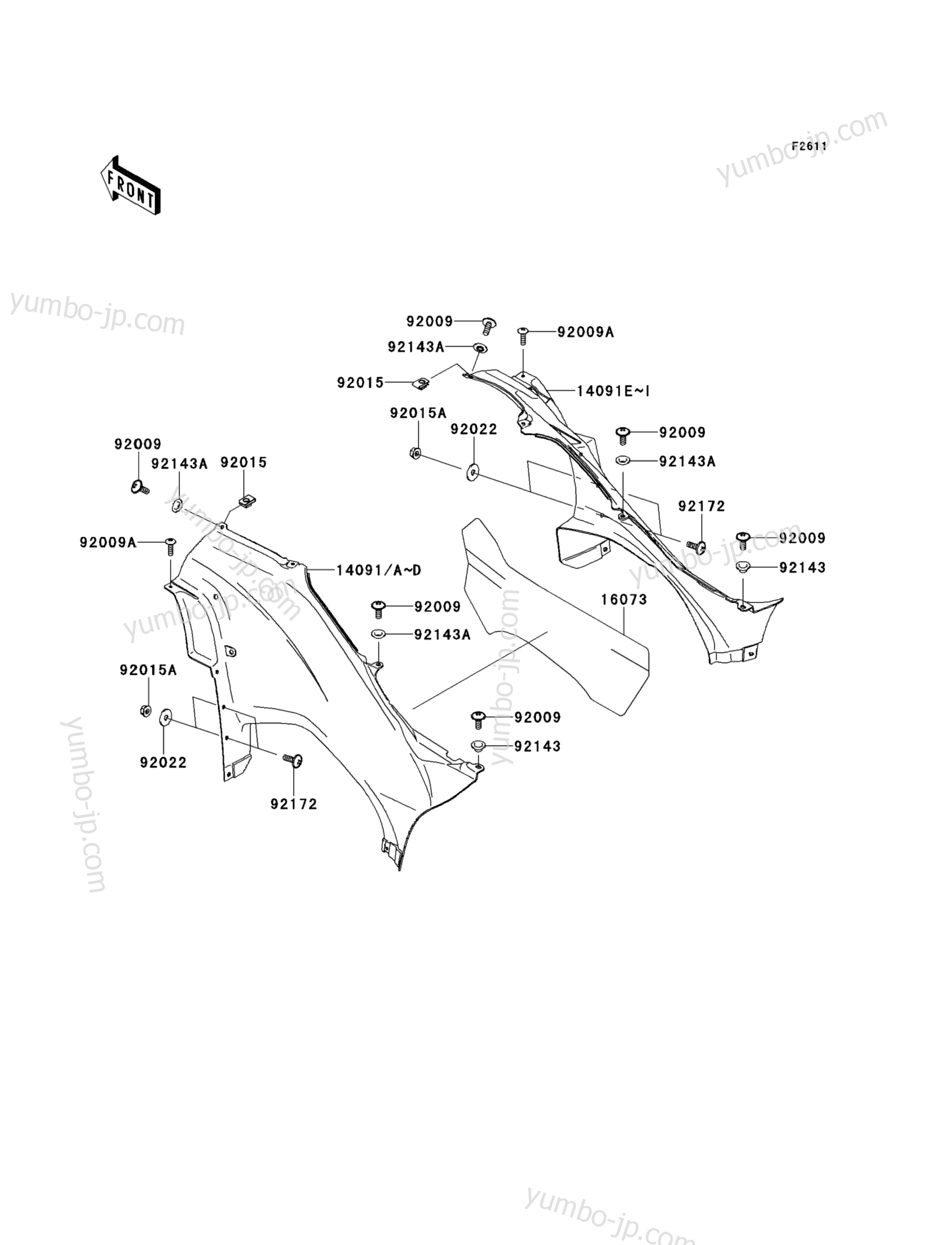 SIDE COVERS for ATVs KAWASAKI BRUTE FORCE 750 4X4I (KVF750DBF) 2011 year