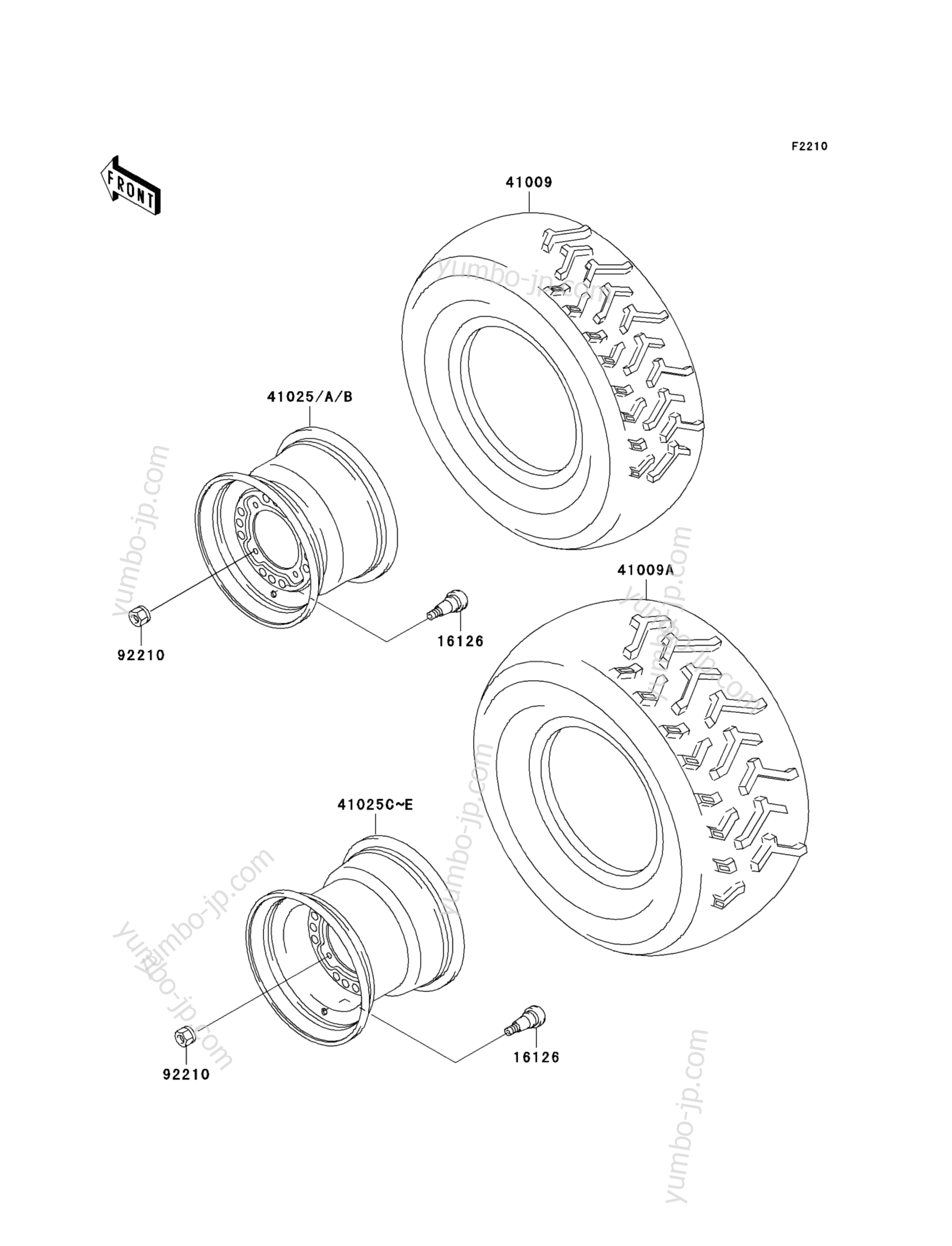 WHEELS/TIRES for ATVs KAWASAKI PRAIRIE 300 4X4 (KVF300-A2) 2000 year