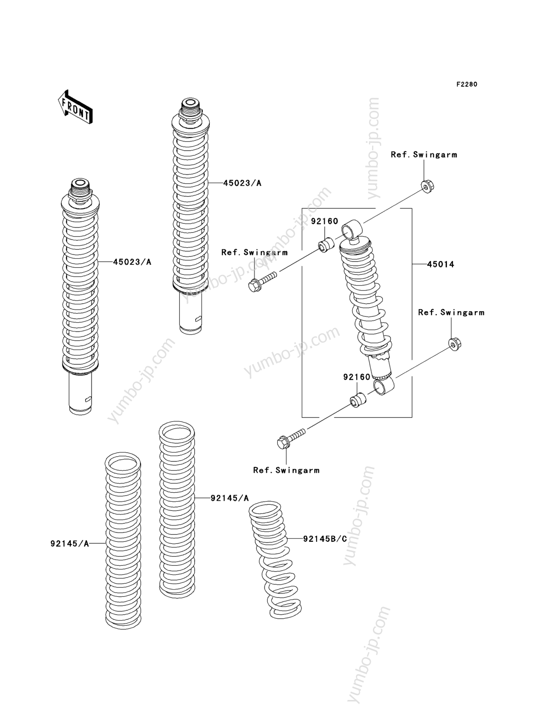 Shock Absorber(s) for ATVs KAWASAKI PRAIRIE 300 4X4 (KVF300-A3) 2001 year