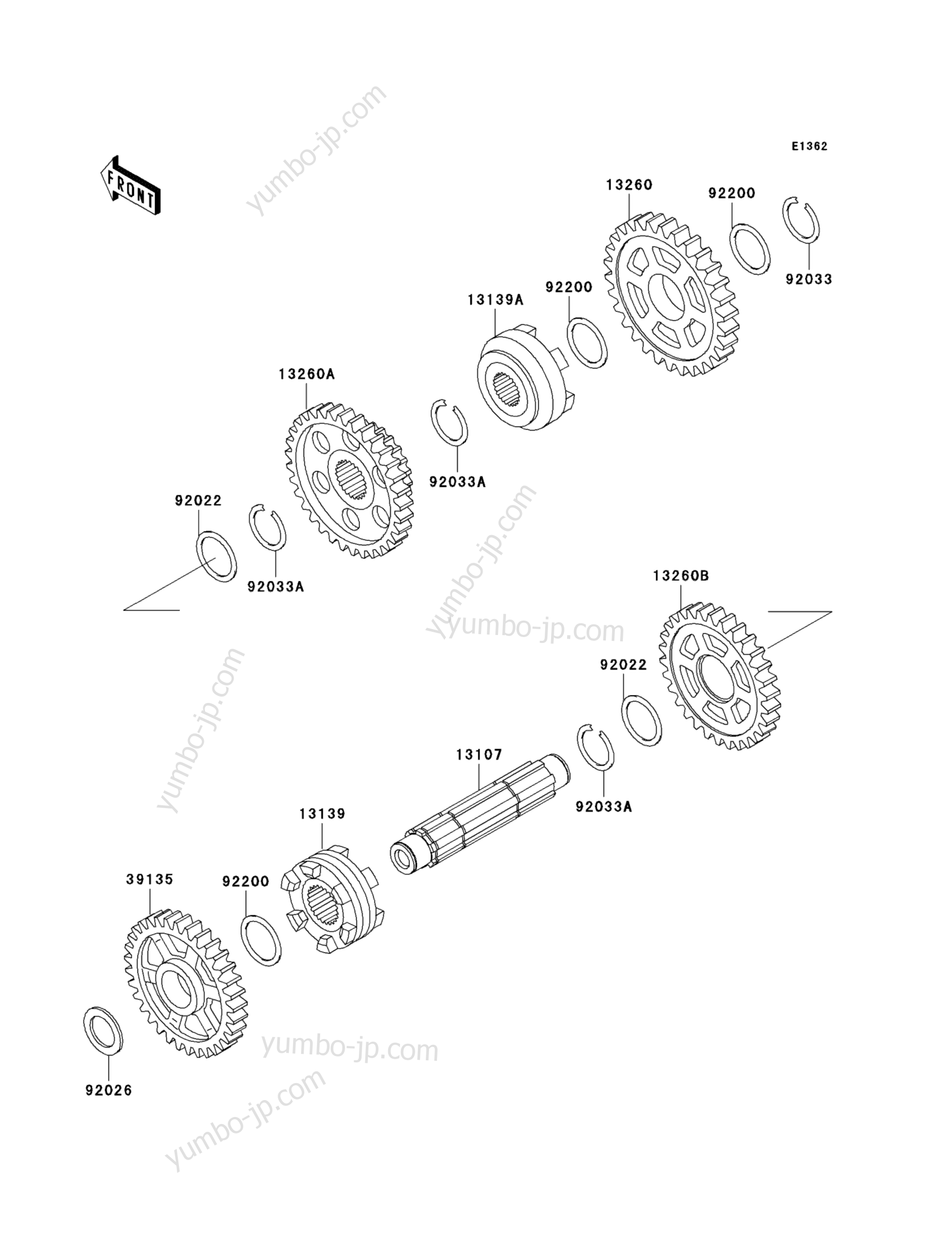 Gear Change Drum/Shift Fork(s) для квадроциклов KAWASAKI PRAIRIE 400 4X4 (KVF400-C2) 2000 г.