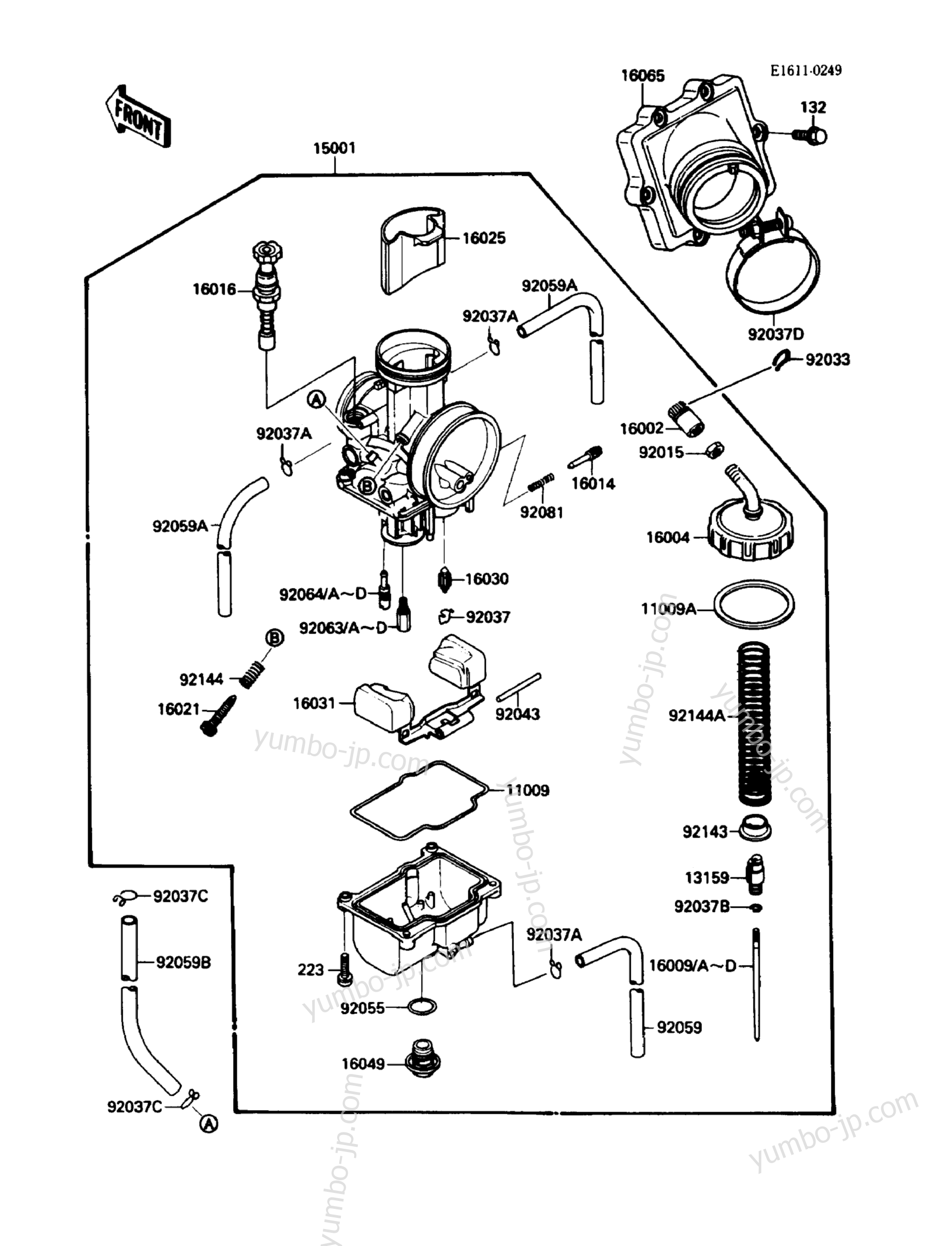 Carburetor(KXF250-A2)(004205å) for ATVs KAWASAKI KXF250 TECATE-4 (KXF250-A2) 1988 year