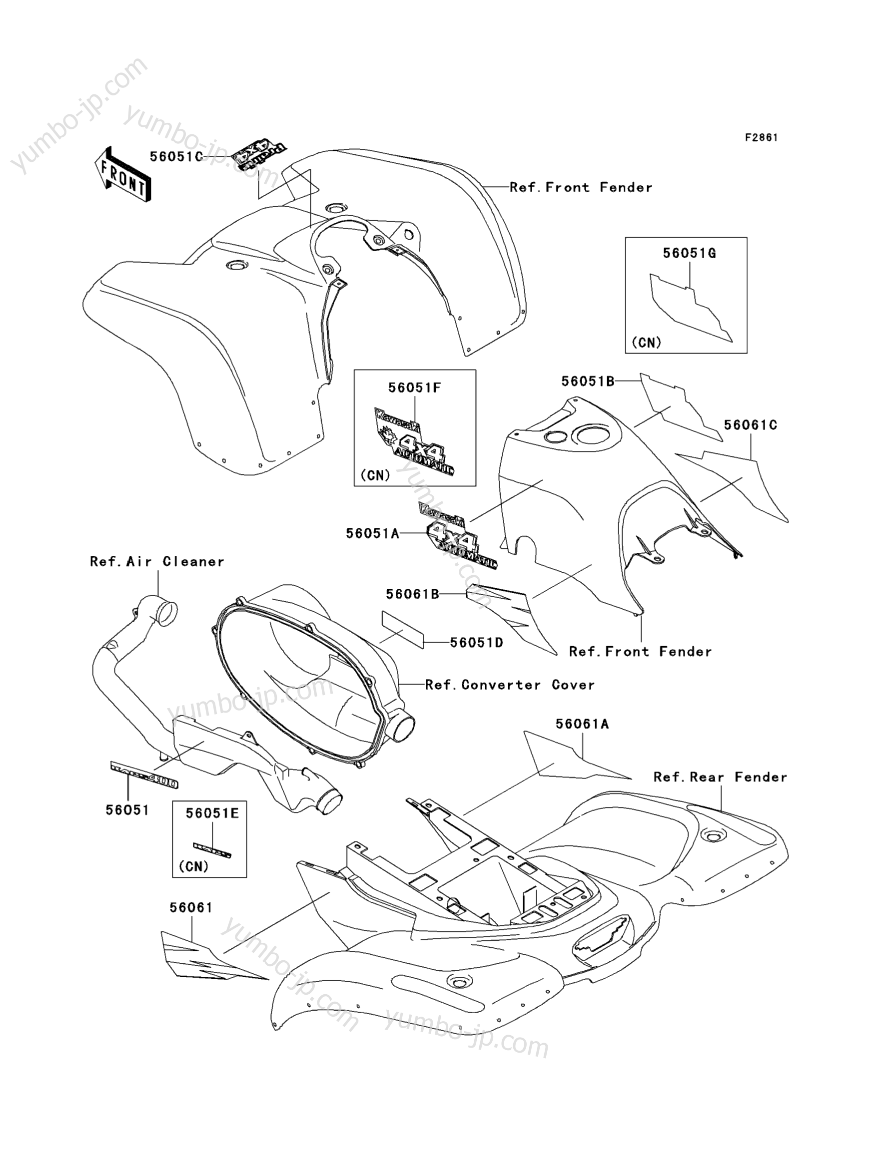 Decals(Green)(KVF400-A1) для квадроциклов KAWASAKI PRAIRIE 400 4X4 (KVF400-A1) 1997 г.