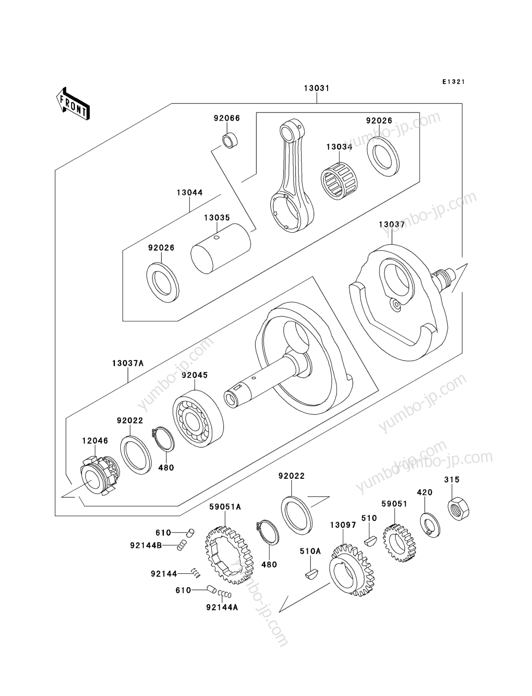 CRANKSHAFT for ATVs KAWASAKI MOJAVE 250 (KSF250-A10) 1996 year