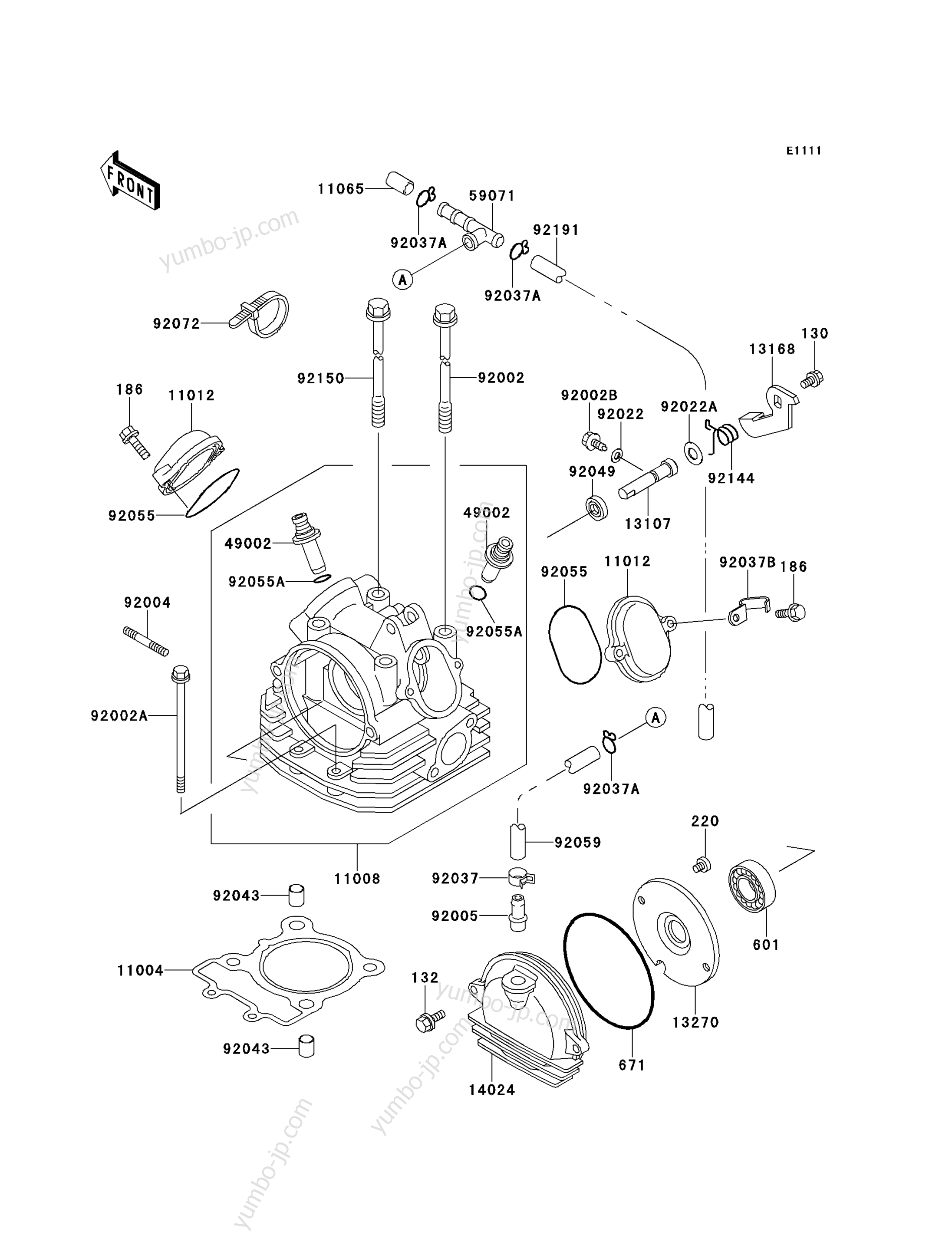 CYLINDER HEAD for ATVs KAWASAKI BAYOU 250 (KLF250-A2) 2004 year