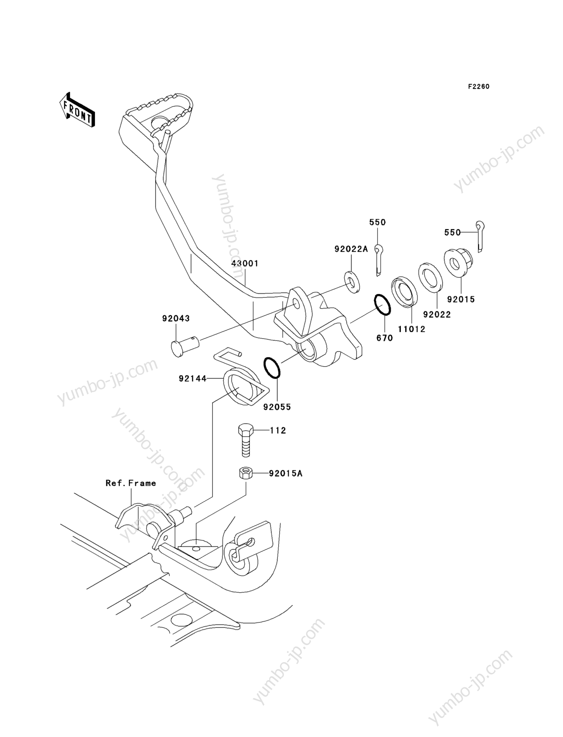 BRAKE PEDAL for ATVs KAWASAKI PRAIRIE 300 4X4 (KVF300-A4) 2002 year