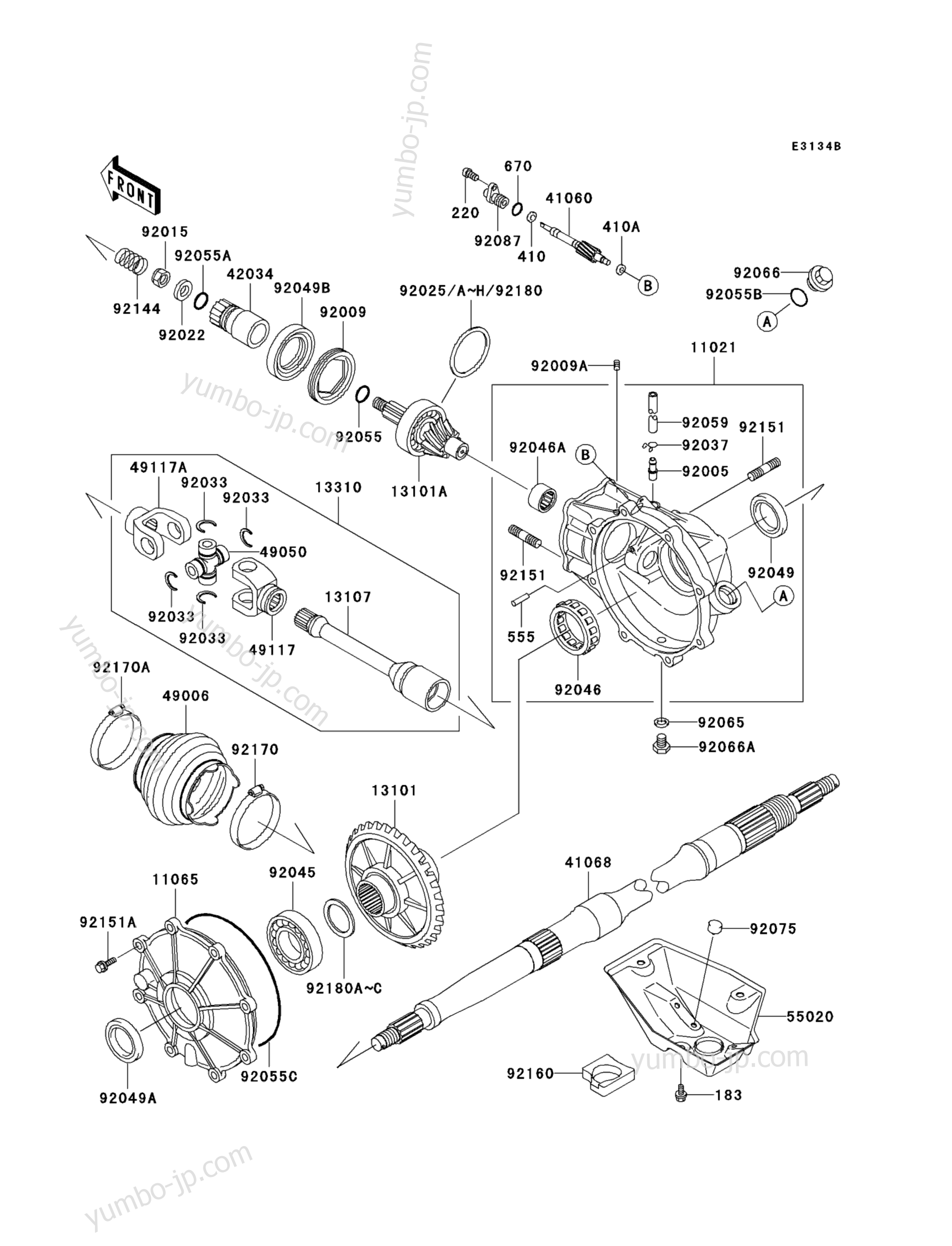 Drive Shaft (Rear) для квадроциклов KAWASAKI PRAIRIE 300 4X4 (KVF300-A3) 2001 г.