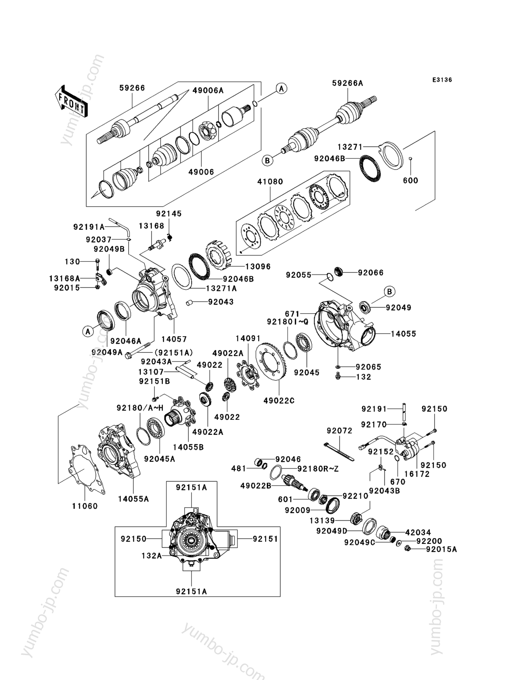 Drive Shaft-Front(2/3) для квадроциклов KAWASAKI PRAIRIE 650 (KVF650-B1) 2002 г.